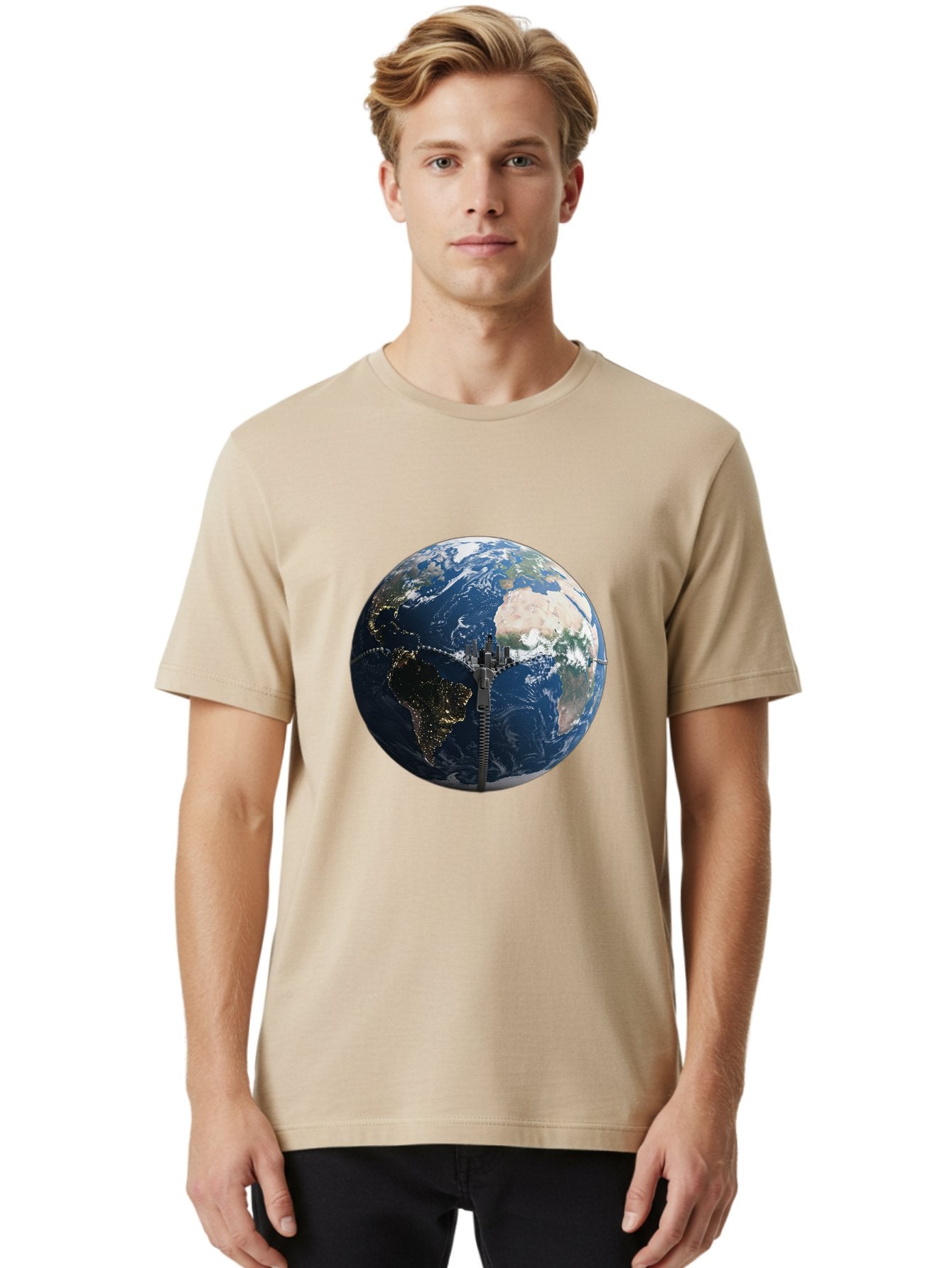 Earth-With-Zip Men'S Graphic Tee, 100% Cotton, Comfortable Casual Summer Wear, Machine Washable, Vintage Camera, Old Camera, Antique Camera, Black Camera, Classic Photography, Photography Equipment, Nostalgic Device, Film Camera, Camera Art Bam360 23