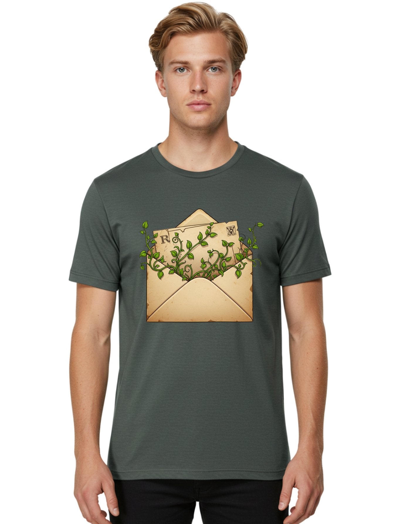 Envelope-With-Vines-And-Letter Men'S Graphic Tee, 100% Cotton, Comfortable Casual Summer Wear, Machine Washable, Vintage Camera, Old Camera, Antique Camera, Black Camera, Classic Photography, Photography Equipment, Nostalgic Device, Bam381 27