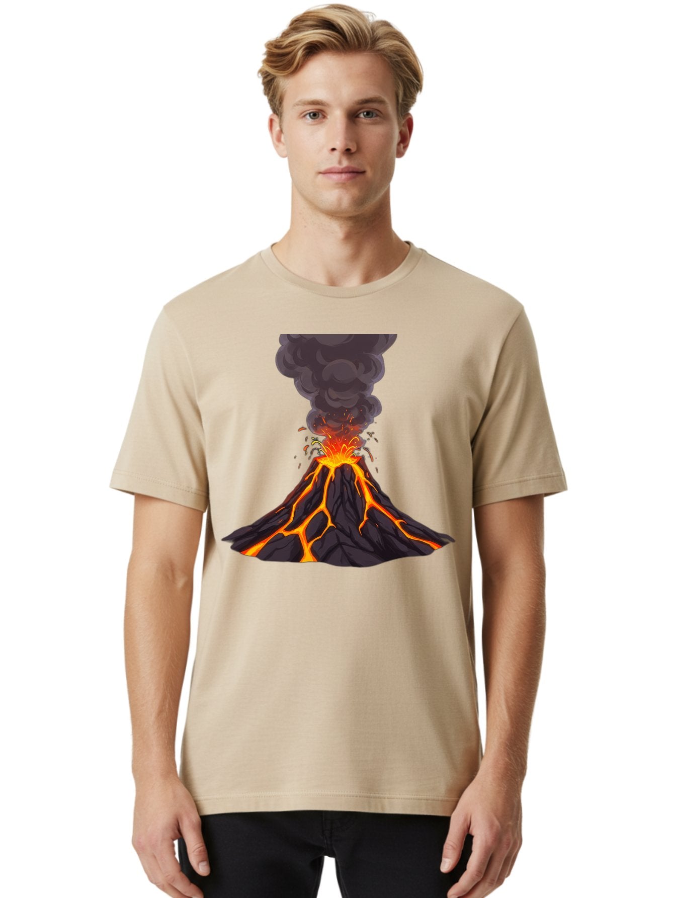 Erupting-Volcano Men'S Graphic Tee, 100% Cotton, Comfortable Casual Summer Wear, Machine Washable, Vintage Camera, Old Camera, Antique Camera, Black Camera, Classic Photography, Photography Equipment, Nostalgic Device, Film Camera, Camera Art Bam384 30
