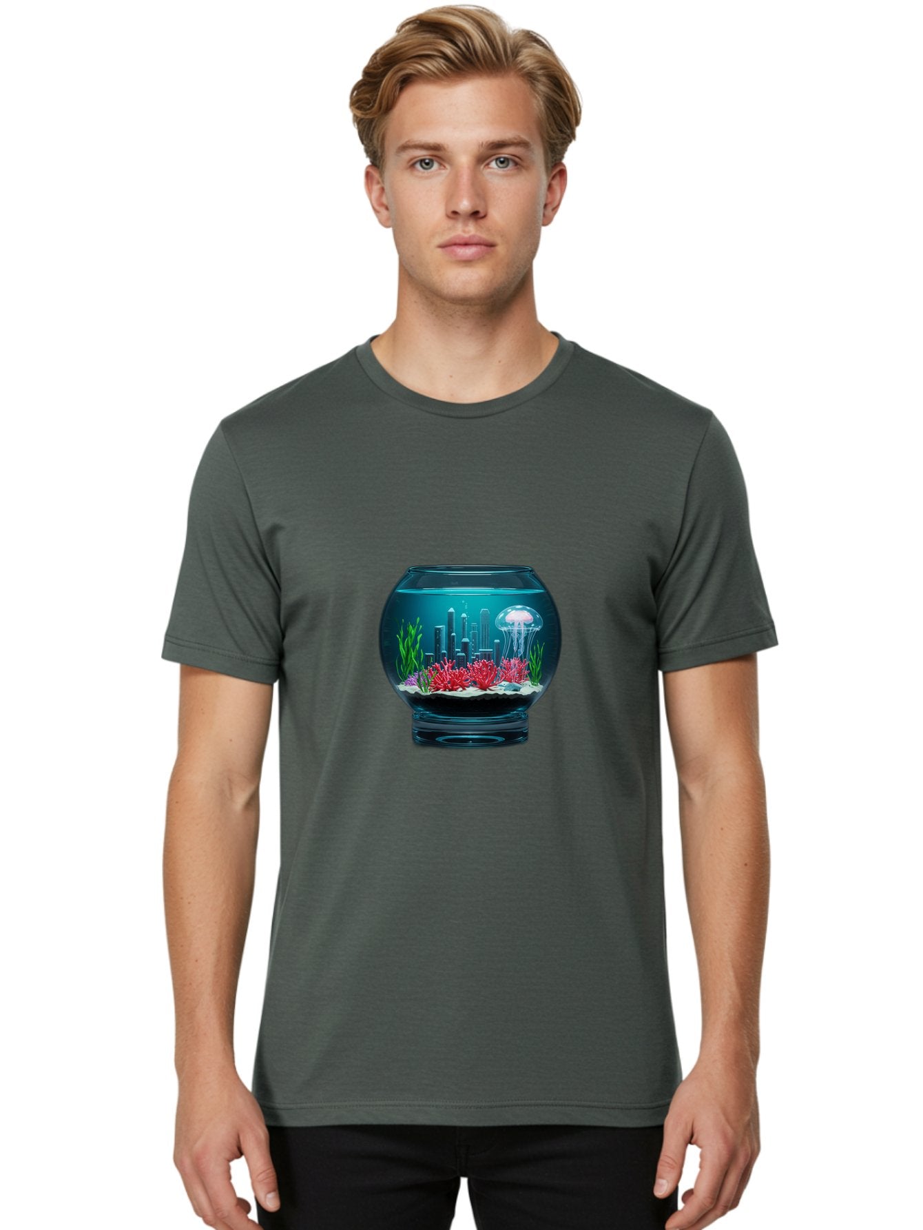 Fish-Bowl-Cityscape Men'S Graphic Tee, 100% Cotton, Comfortable Casual Summer Wear, Machine Washable, Vintage Camera, Old Camera, Antique Camera, Black Camera, Classic Photography, Photography Equipment, Nostalgic Device, Film Camera, Bam399 16