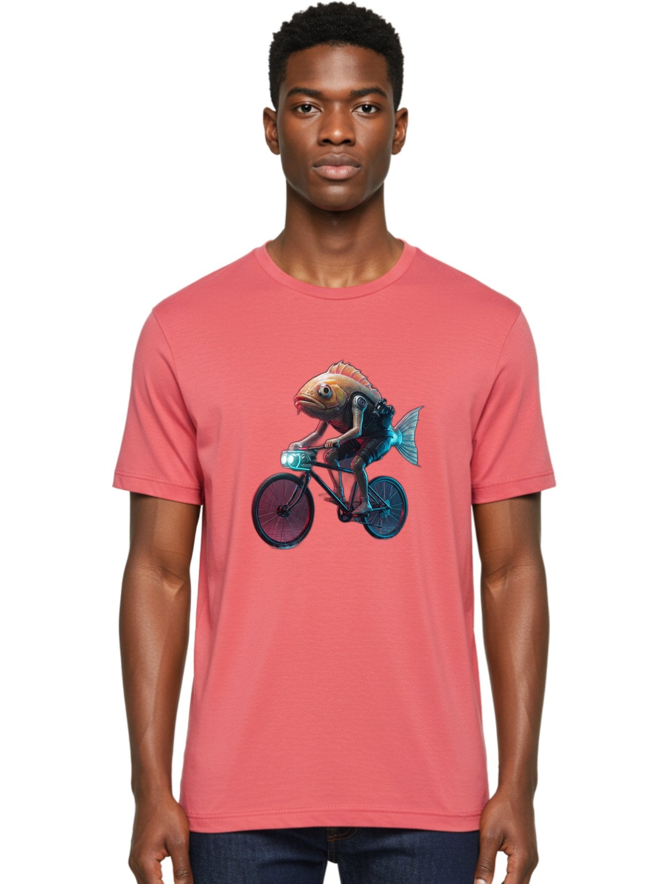 Fish-On-Bicycle-1 Men'S Graphic Tee, 100% Cotton, Comfortable Casual Summer Wear, Machine Washable, Vintage Camera, Old Camera, Antique Camera, Black Camera, Classic Photography, Photography Equipment, Nostalgic Device, Film Camera, Camera Art Bam401 16