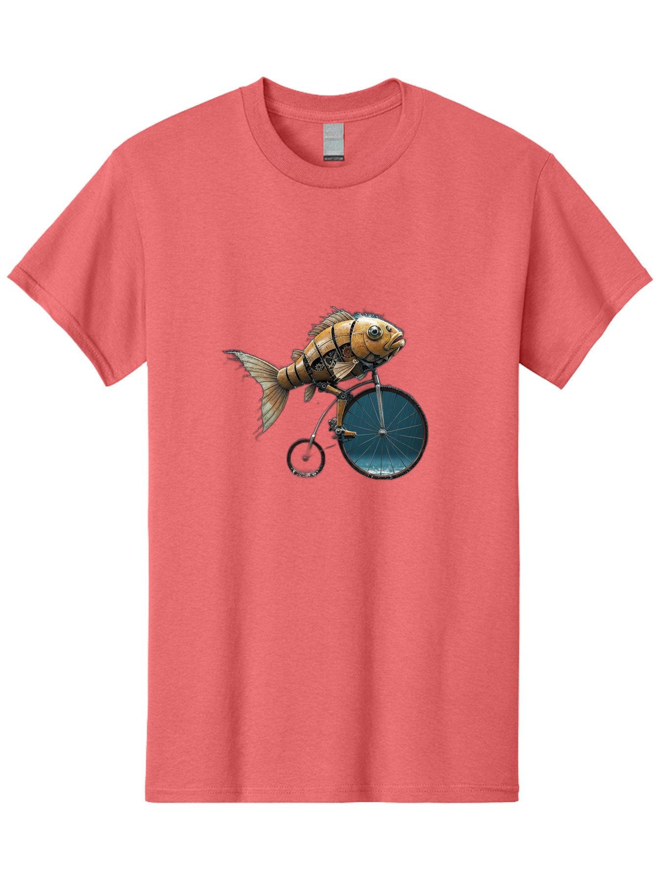 Fish-Riding-Bicycle Men'S Graphic Tee, 100% Cotton, Comfortable Casual Summer Wear, Machine Washable, Vintage Camera, Old Camera, Antique Camera, Black Camera, Classic Photography, Photography Equipment, Nostalgic Device, Film Camera, Bam403 4