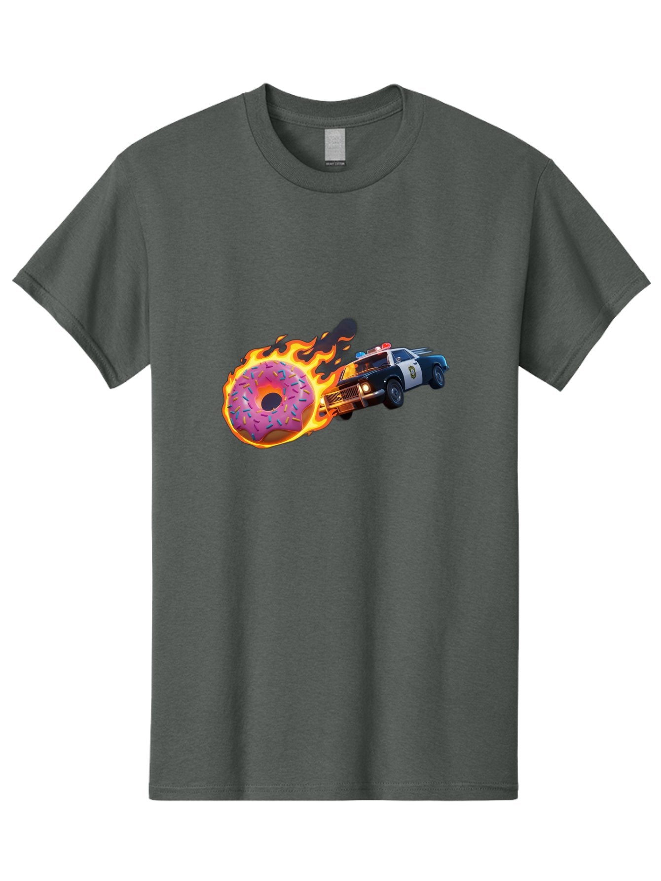 Flaming-Donut-Police-Car Men'S Graphic Tee, 100% Cotton, Comfortable Casual Summer Wear, Machine Washable, Vintage Camera, Old Camera, Antique Camera, Black Camera, Classic Photography, Photography Equipment, Nostalgic Device, Film Camera, Bam410 15