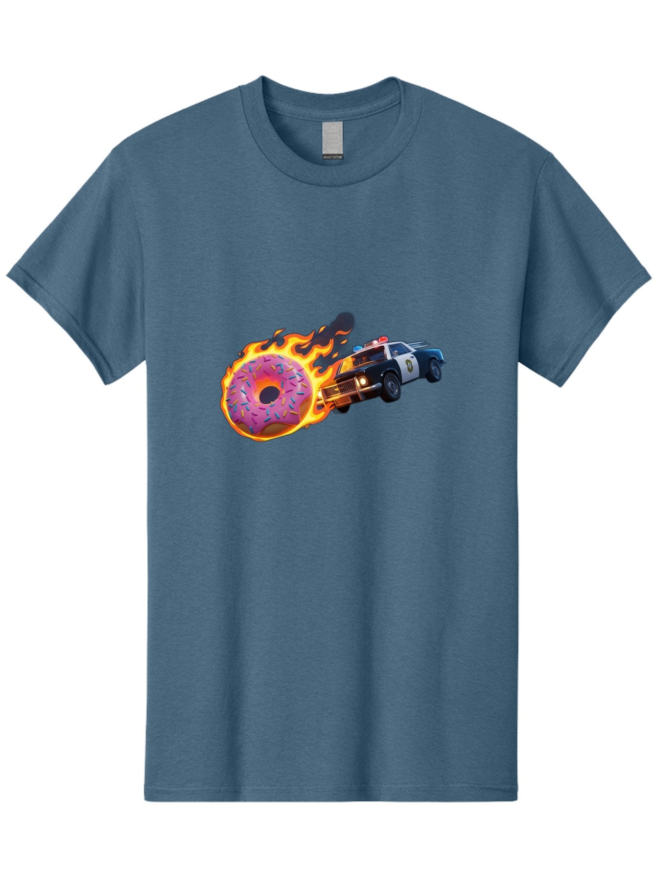Flaming-Donut-Police-Car Men'S Graphic Tee, 100% Cotton, Comfortable Casual Summer Wear, Machine Washable, Vintage Camera, Old Camera, Antique Camera, Black Camera, Classic Photography, Photography Equipment, Nostalgic Device, Film Camera, Bam410 7