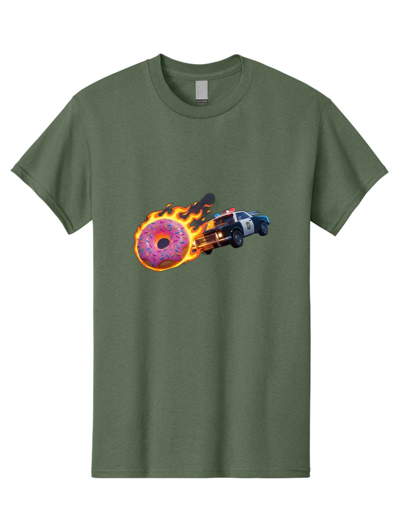 Flaming-Donut-Police-Car Men'S Graphic Tee, 100% Cotton, Comfortable Casual Summer Wear, Machine Washable, Vintage Camera, Old Camera, Antique Camera, Black Camera, Classic Photography, Photography Equipment, Nostalgic Device, Film Camera, Bam410 4
