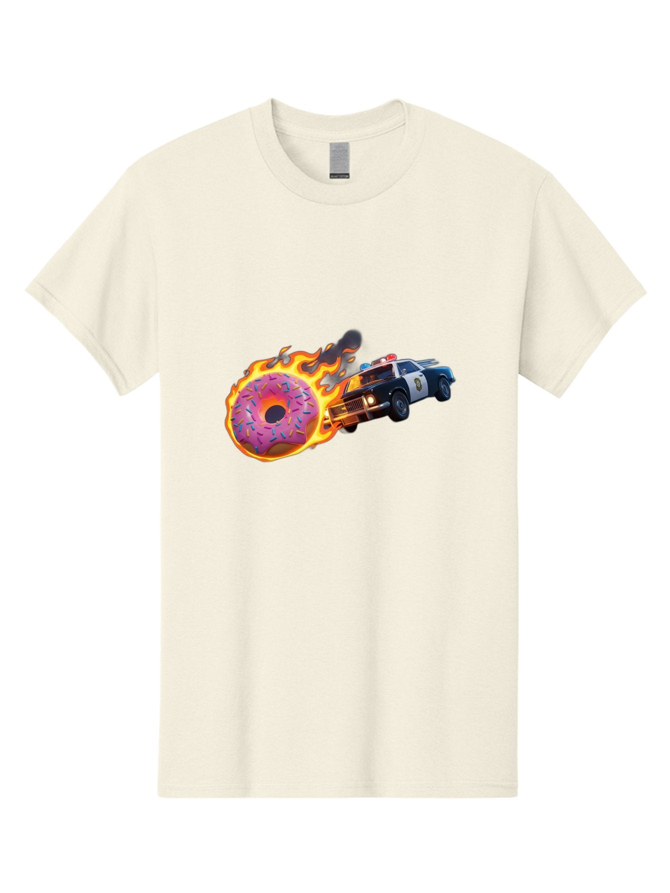 Flaming-Donut-Police-Car Men'S Graphic Tee, 100% Cotton, Comfortable Casual Summer Wear, Machine Washable, Vintage Camera, Old Camera, Antique Camera, Black Camera, Classic Photography, Photography Equipment, Nostalgic Device, Film Camera, Bam410