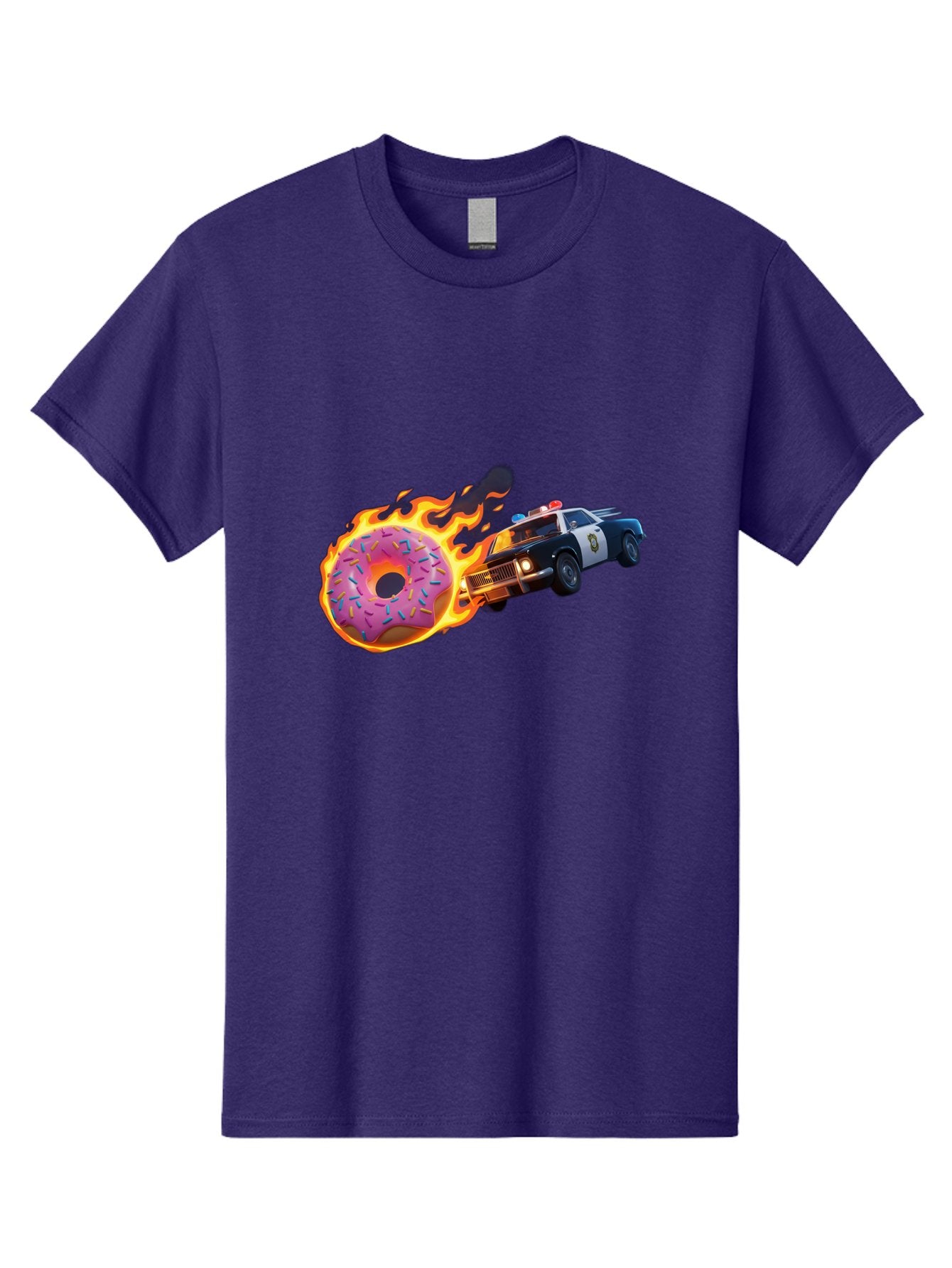 Flaming-Donut-Police-Car Men'S Graphic Tee, 100% Cotton, Comfortable Casual Summer Wear, Machine Washable, Vintage Camera, Old Camera, Antique Camera, Black Camera, Classic Photography, Photography Equipment, Nostalgic Device, Film Camera, Bam410