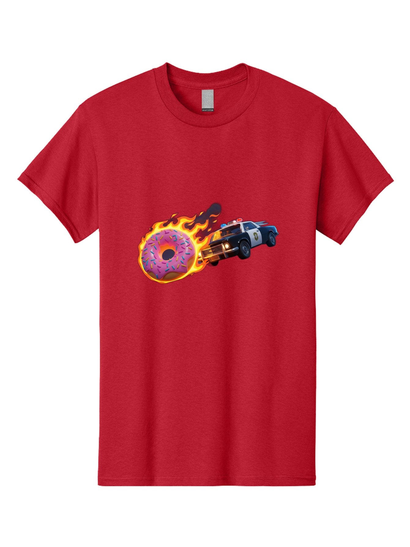 Flaming-Donut-Police-Car Men'S Graphic Tee, 100% Cotton, Comfortable Casual Summer Wear, Machine Washable, Vintage Camera, Old Camera, Antique Camera, Black Camera, Classic Photography, Photography Equipment, Nostalgic Device, Film Camera, Bam410 6