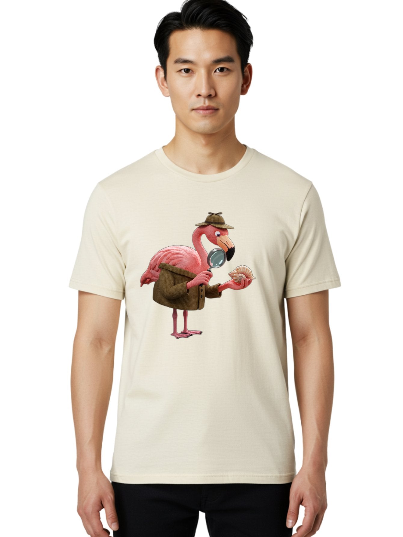 Flamingo-Detective Men'S Graphic Tee, 100% Cotton, Comfortable Casual Summer Wear, Machine Washable, Vintage Camera, Old Camera, Antique Camera, Black Camera, Classic Photography, Photography Equipment, Nostalgic Device, Film Camera, Bam413 27