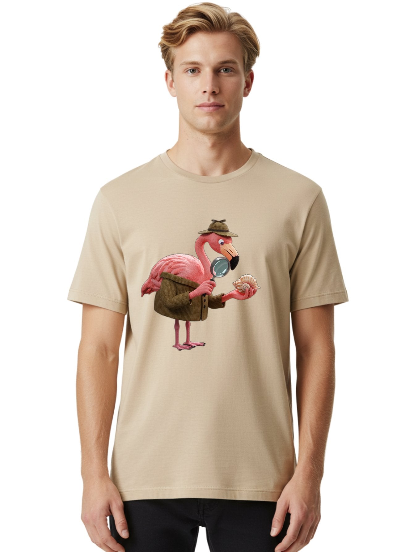 Flamingo-Detective Men'S Graphic Tee, 100% Cotton, Comfortable Casual Summer Wear, Machine Washable, Vintage Camera, Old Camera, Antique Camera, Black Camera, Classic Photography, Photography Equipment, Nostalgic Device, Film Camera, Bam413 23
