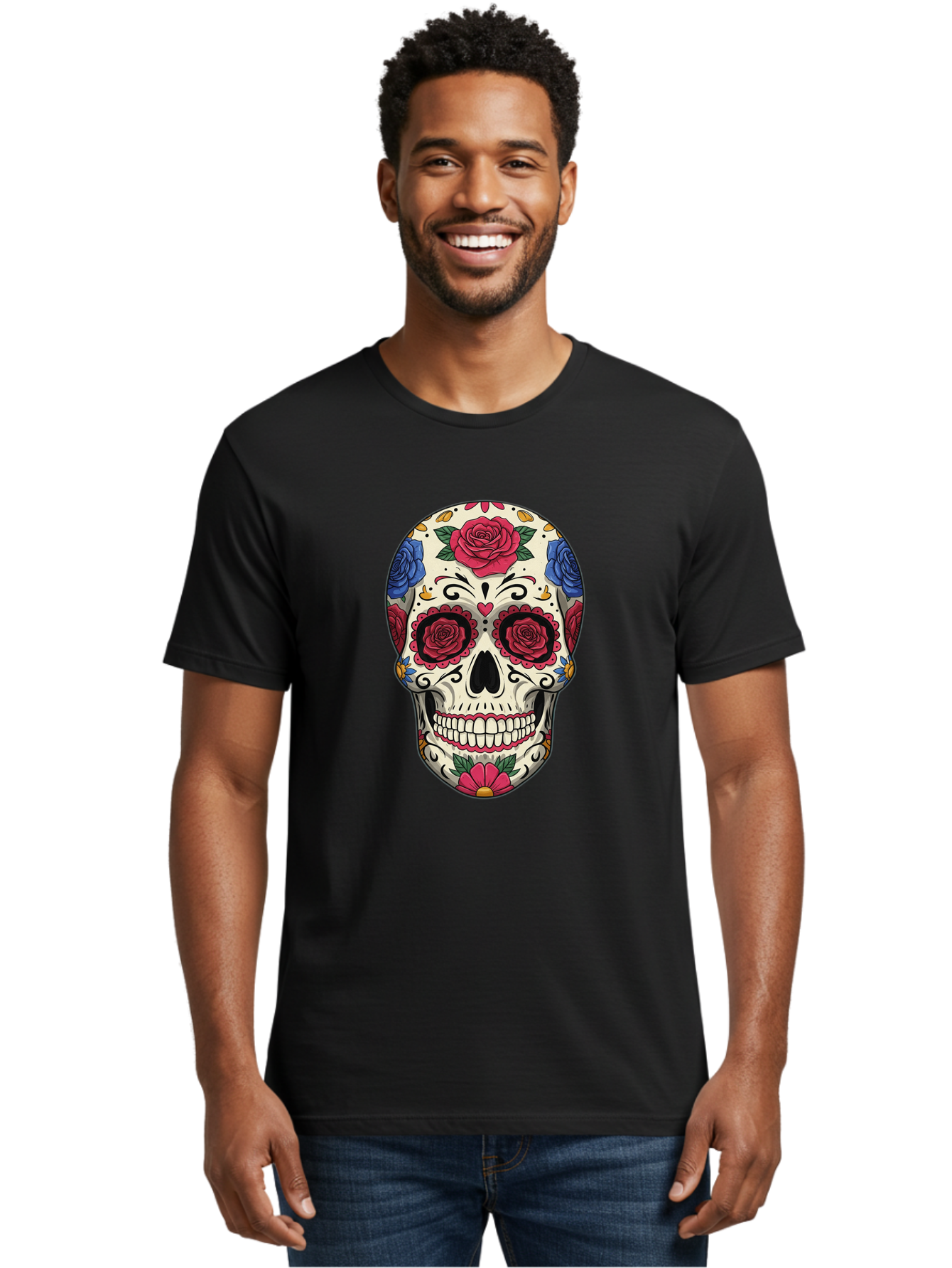 Floral-Art-Skull-1 Men'S Graphic Tee, 100% Cotton, Comfortable Casual Summer Wear, Machine Washable, Vintage Camera, Old Camera, Antique Camera, Black Camera, Classic Photography, Photography Equipment, Nostalgic Device, Film Camera, Bam416 25