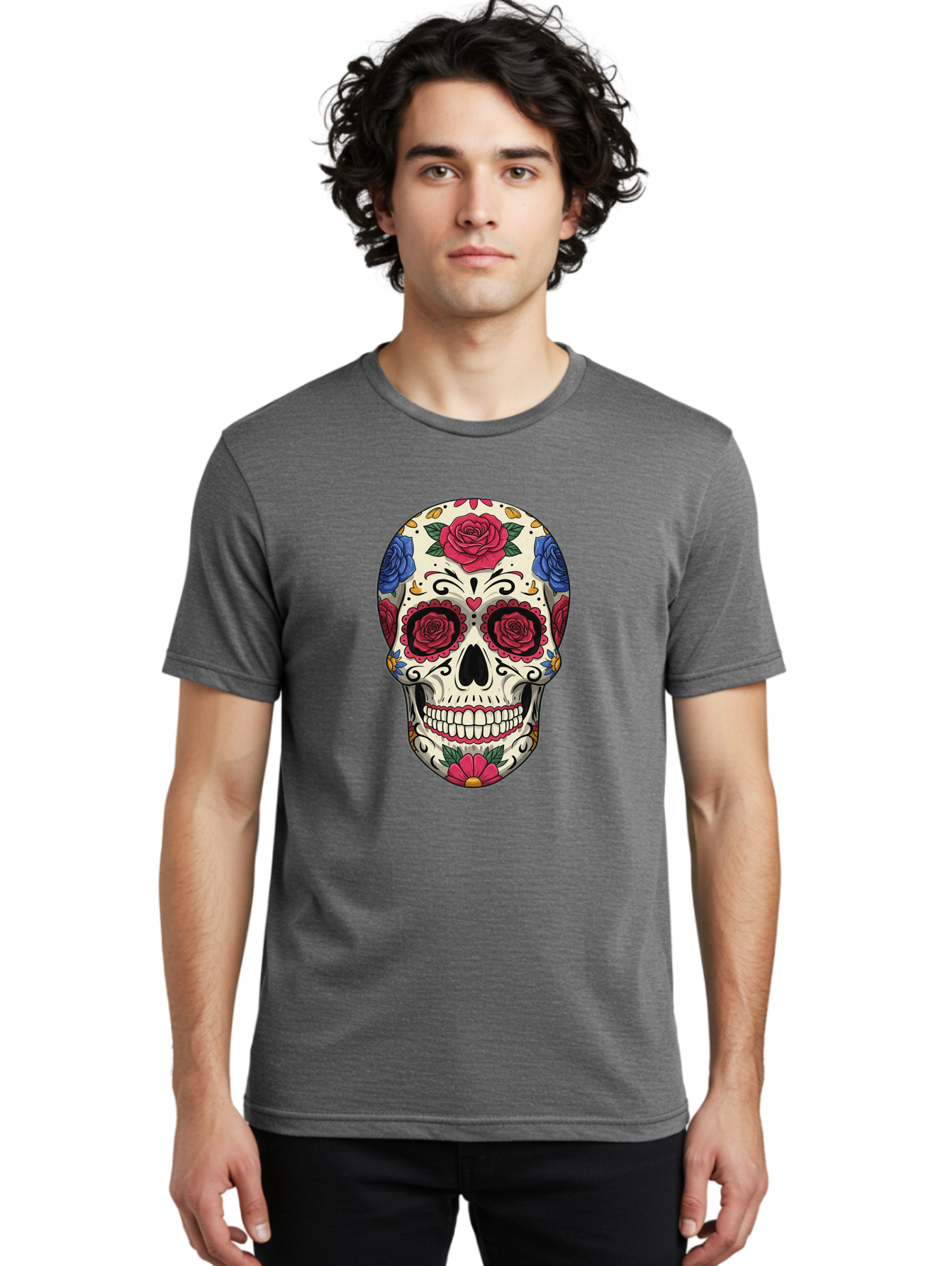 Floral-Art-Skull-1 Men'S Graphic Tee, 100% Cotton, Comfortable Casual Summer Wear, Machine Washable, Vintage Camera, Old Camera, Antique Camera, Black Camera, Classic Photography, Photography Equipment, Nostalgic Device, Film Camera, Bam416 19