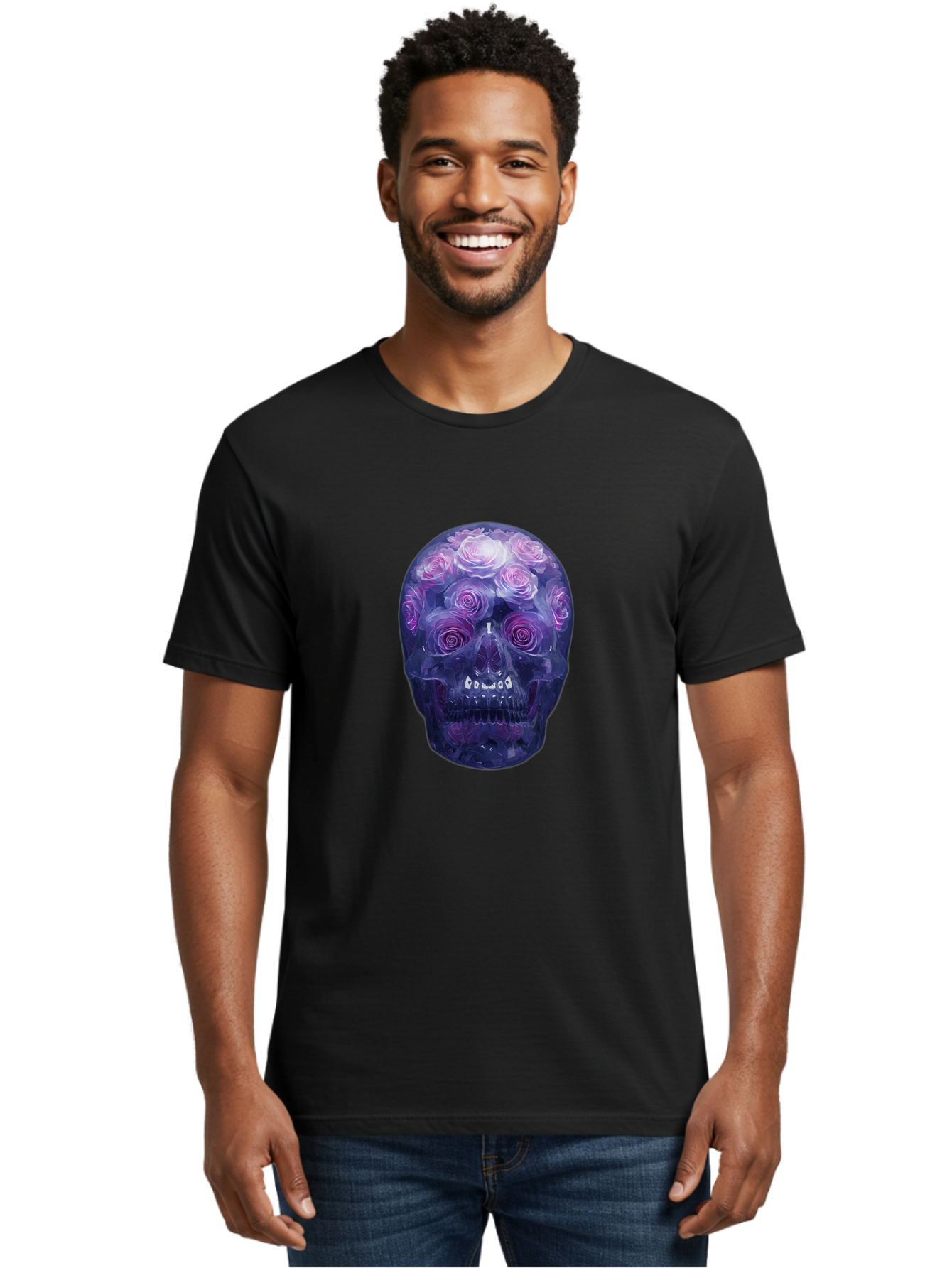 Floral-Skull-1 Men'S Graphic Tee, 100% Cotton, Comfortable Casual Summer Wear, Machine Washable, Vintage Camera, Old Camera, Antique Camera, Black Camera, Classic Photography, Photography Equipment, Nostalgic Device, Film Camera, Camera Art Bam421 24