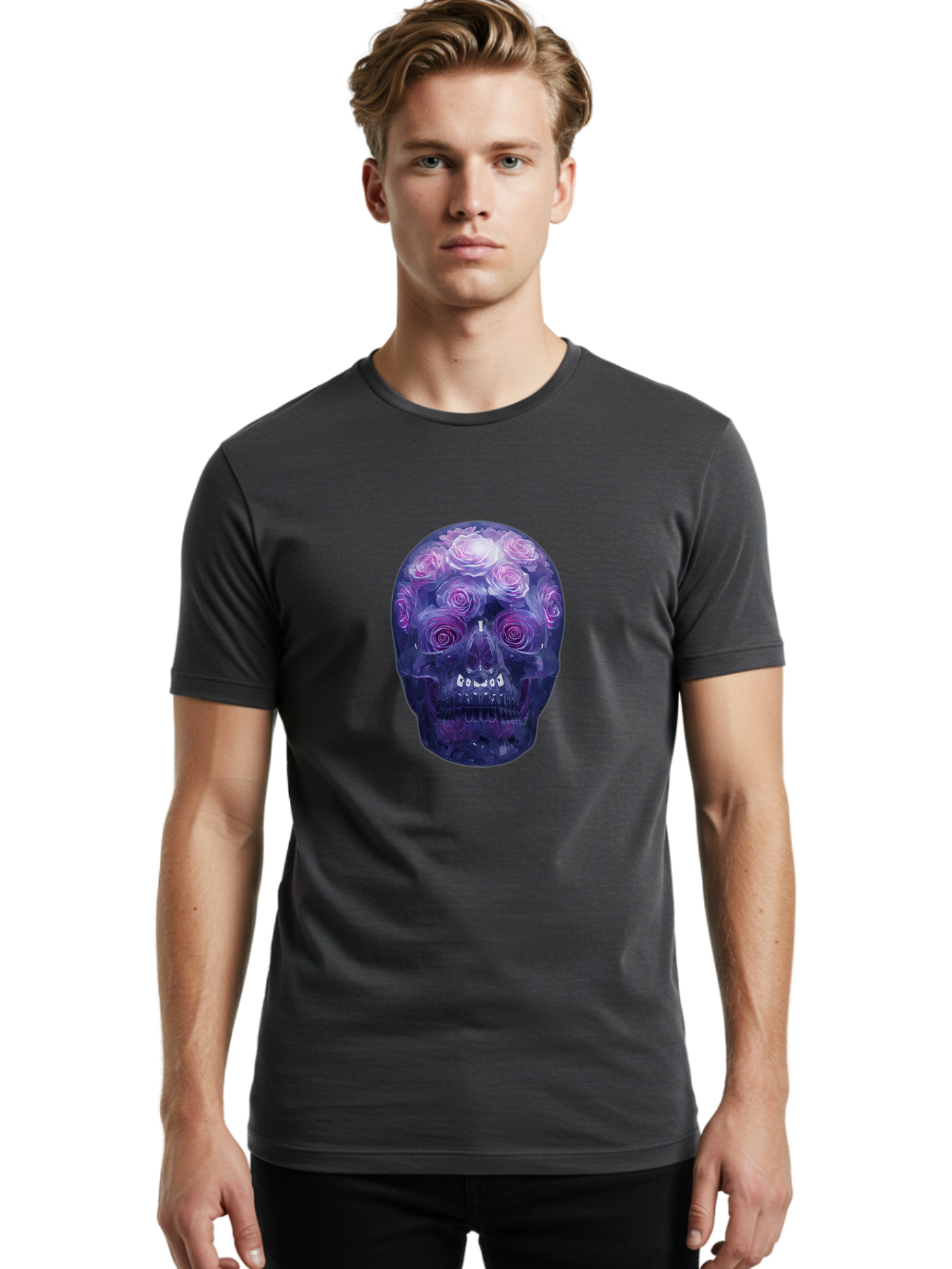 Floral-Skull-1 Men'S Graphic Tee, 100% Cotton, Comfortable Casual Summer Wear, Machine Washable, Vintage Camera, Old Camera, Antique Camera, Black Camera, Classic Photography, Photography Equipment, Nostalgic Device, Film Camera, Camera Art Bam421 21