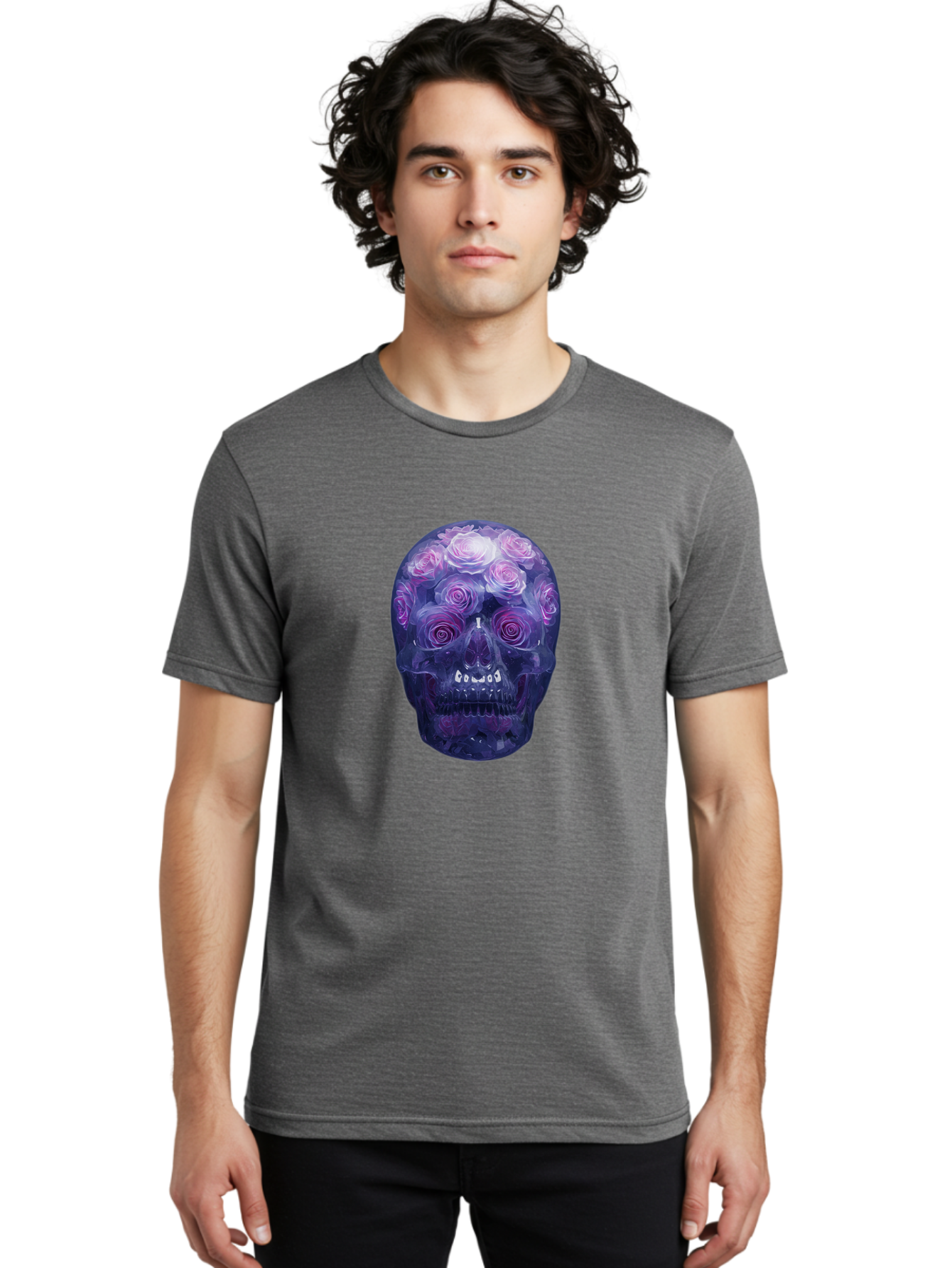 Floral-Skull-1 Men'S Graphic Tee, 100% Cotton, Comfortable Casual Summer Wear, Machine Washable, Vintage Camera, Old Camera, Antique Camera, Black Camera, Classic Photography, Photography Equipment, Nostalgic Device, Film Camera, Camera Art Bam421 25