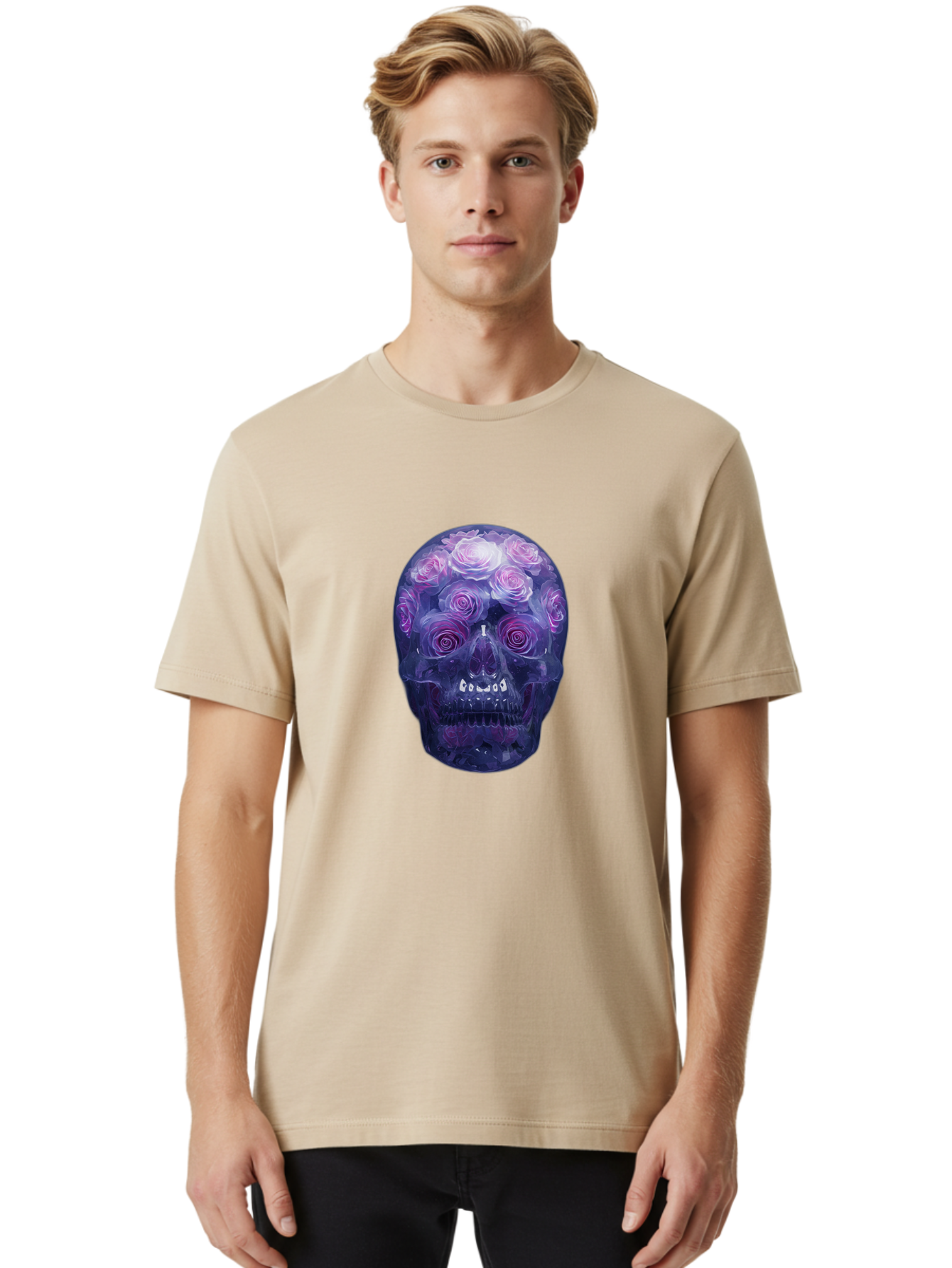 Floral-Skull-1 Men'S Graphic Tee, 100% Cotton, Comfortable Casual Summer Wear, Machine Washable, Vintage Camera, Old Camera, Antique Camera, Black Camera, Classic Photography, Photography Equipment, Nostalgic Device, Film Camera, Camera Art Bam421 19