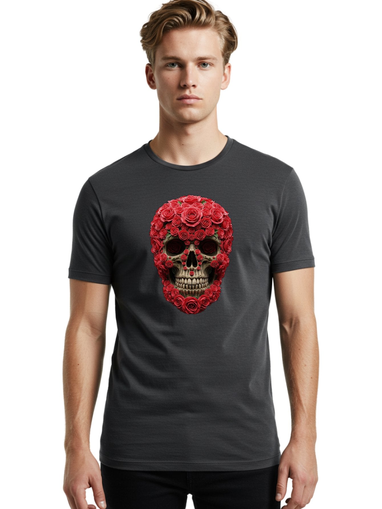 Floral-Skull Men'S Graphic Tee, 100% Cotton, Comfortable Casual Summer Wear, Machine Washable, Vintage Camera, Old Camera, Antique Camera, Black Camera, Classic Photography, Photography Equipment, Nostalgic Device, Film Camera, Camera Art Bam423 29