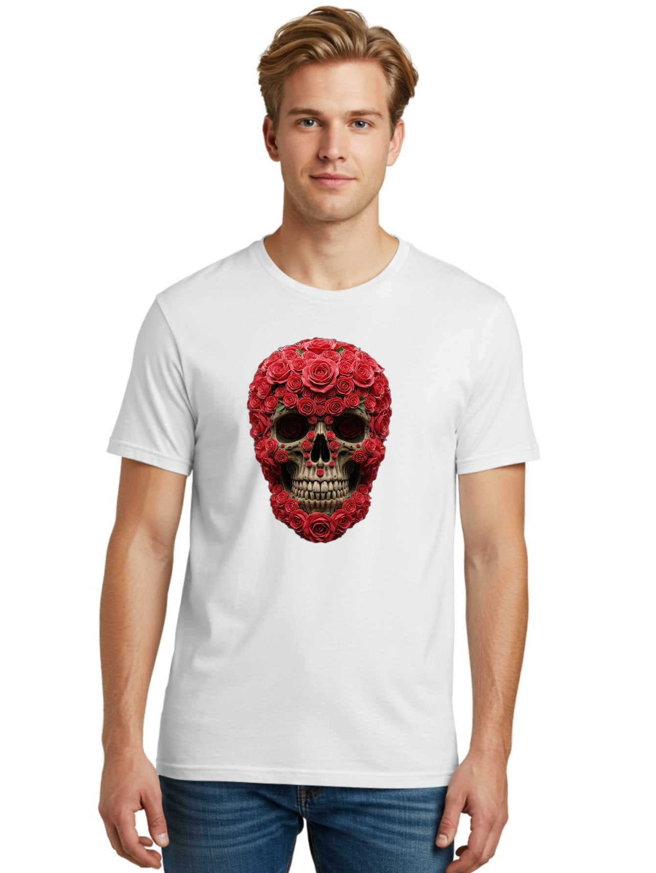 Floral-Skull Men'S Graphic Tee, 100% Cotton, Comfortable Casual Summer Wear, Machine Washable, Vintage Camera, Old Camera, Antique Camera, Black Camera, Classic Photography, Photography Equipment, Nostalgic Device, Film Camera, Camera Art Bam423 23