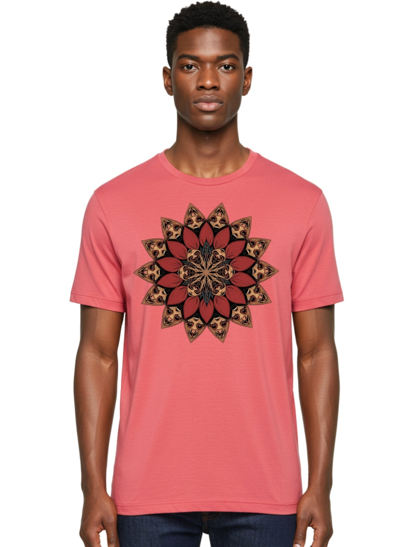 Flower-Mandala Men'S Graphic Tee, 100% Cotton, Comfortable Casual Summer Wear, Machine Washable, Vintage Camera, Old Camera, Antique Camera, Black Camera, Classic Photography, Photography Equipment, Nostalgic Device, Film Camera, Camera Art Bam424 23