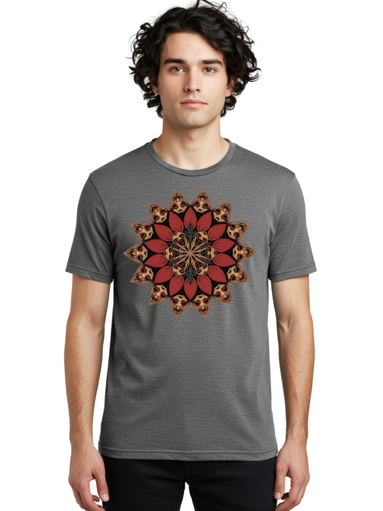 Flower-Mandala Men'S Graphic Tee, 100% Cotton, Comfortable Casual Summer Wear, Machine Washable, Vintage Camera, Old Camera, Antique Camera, Black Camera, Classic Photography, Photography Equipment, Nostalgic Device, Film Camera, Camera Art Bam424 29