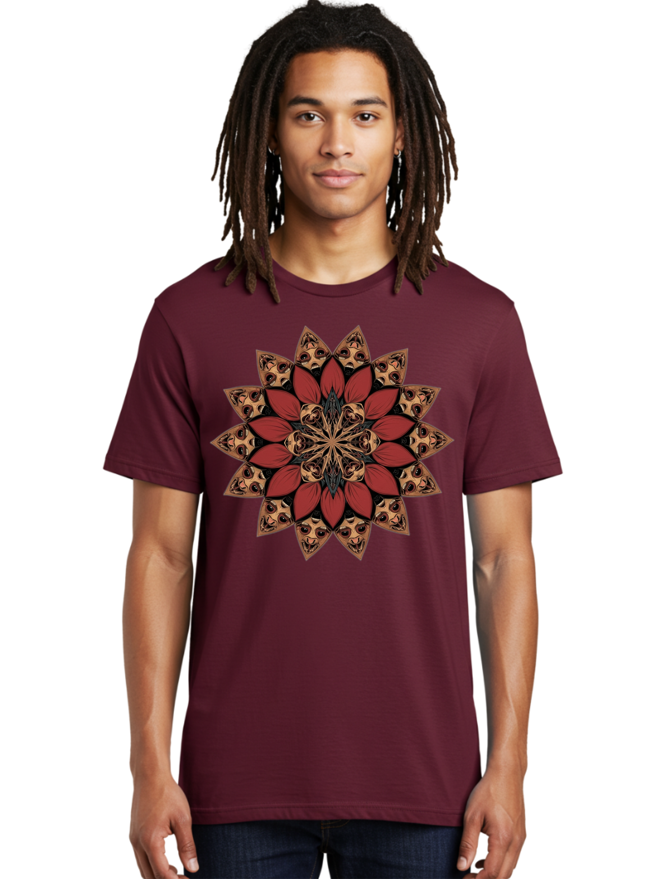 Flower-Mandala Men'S Graphic Tee, 100% Cotton, Comfortable Casual Summer Wear, Machine Washable, Vintage Camera, Old Camera, Antique Camera, Black Camera, Classic Photography, Photography Equipment, Nostalgic Device, Film Camera, Camera Art Bam424 24
