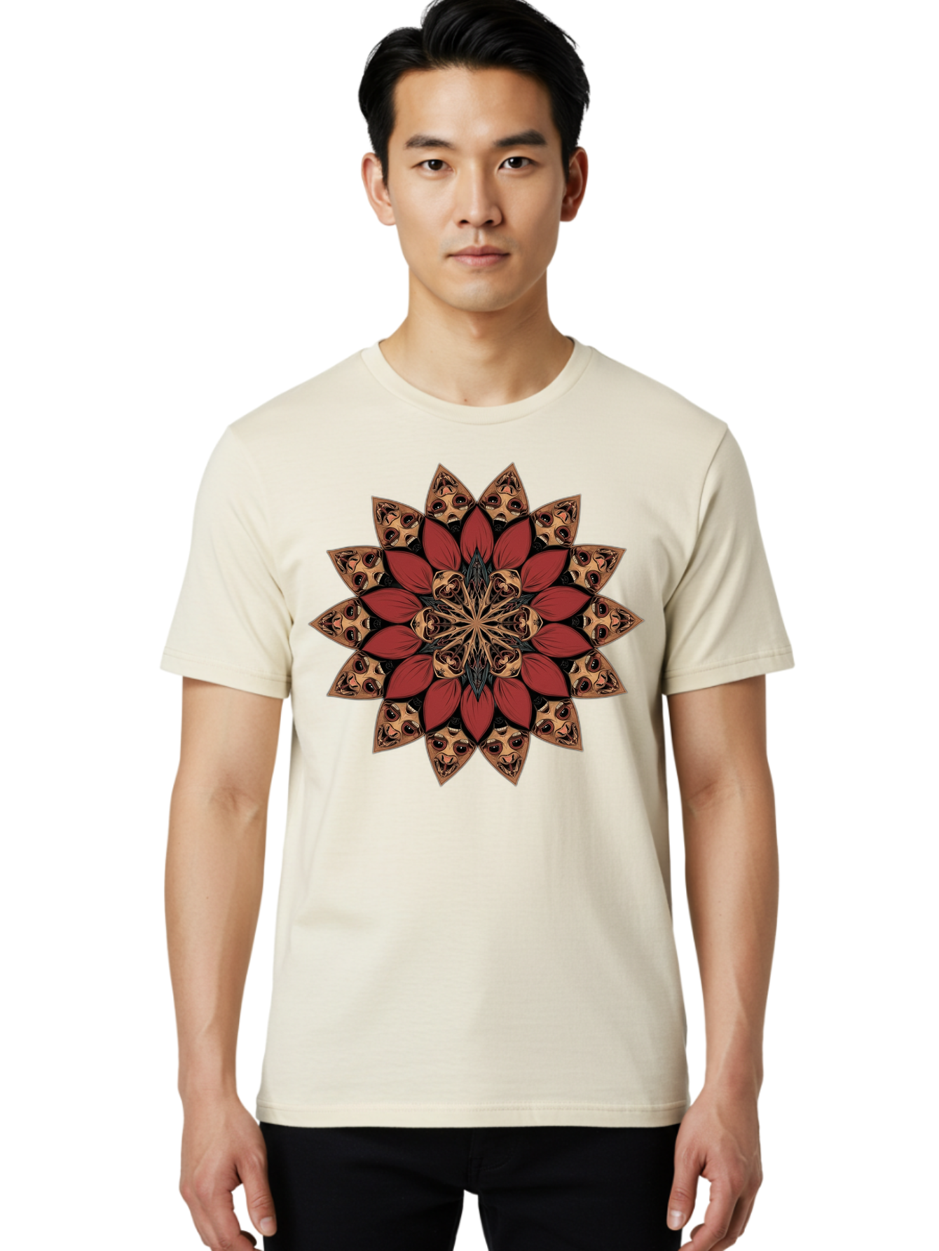 Flower-Mandala Men'S Graphic Tee, 100% Cotton, Comfortable Casual Summer Wear, Machine Washable, Vintage Camera, Old Camera, Antique Camera, Black Camera, Classic Photography, Photography Equipment, Nostalgic Device, Film Camera, Camera Art Bam424 18