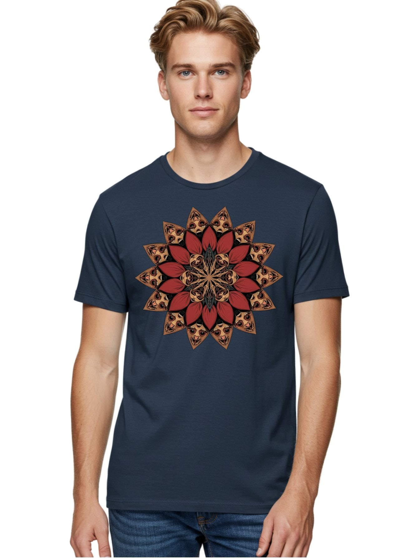 Flower-Mandala Men'S Graphic Tee, 100% Cotton, Comfortable Casual Summer Wear, Machine Washable, Vintage Camera, Old Camera, Antique Camera, Black Camera, Classic Photography, Photography Equipment, Nostalgic Device, Film Camera, Camera Art Bam424 30