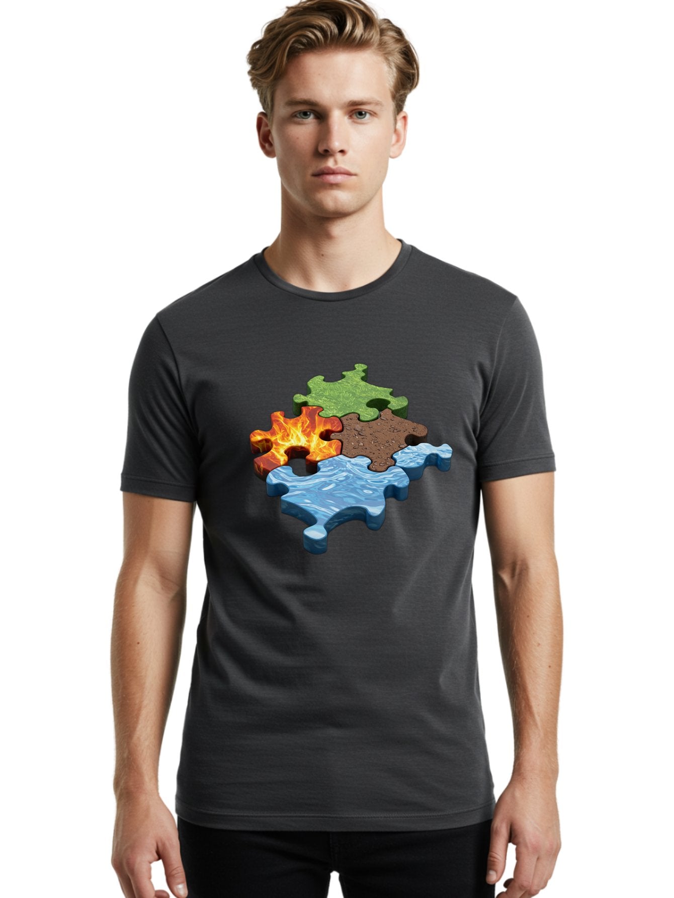 Four-Elements-Jigsaw Men'S Graphic Tee, 100% Cotton, Comfortable Casual Summer Wear, Machine Washable, Vintage Camera, Old Camera, Antique Camera, Black Camera, Classic Photography, Photography Equipment, Nostalgic Device, Film Camera, Bam431 29