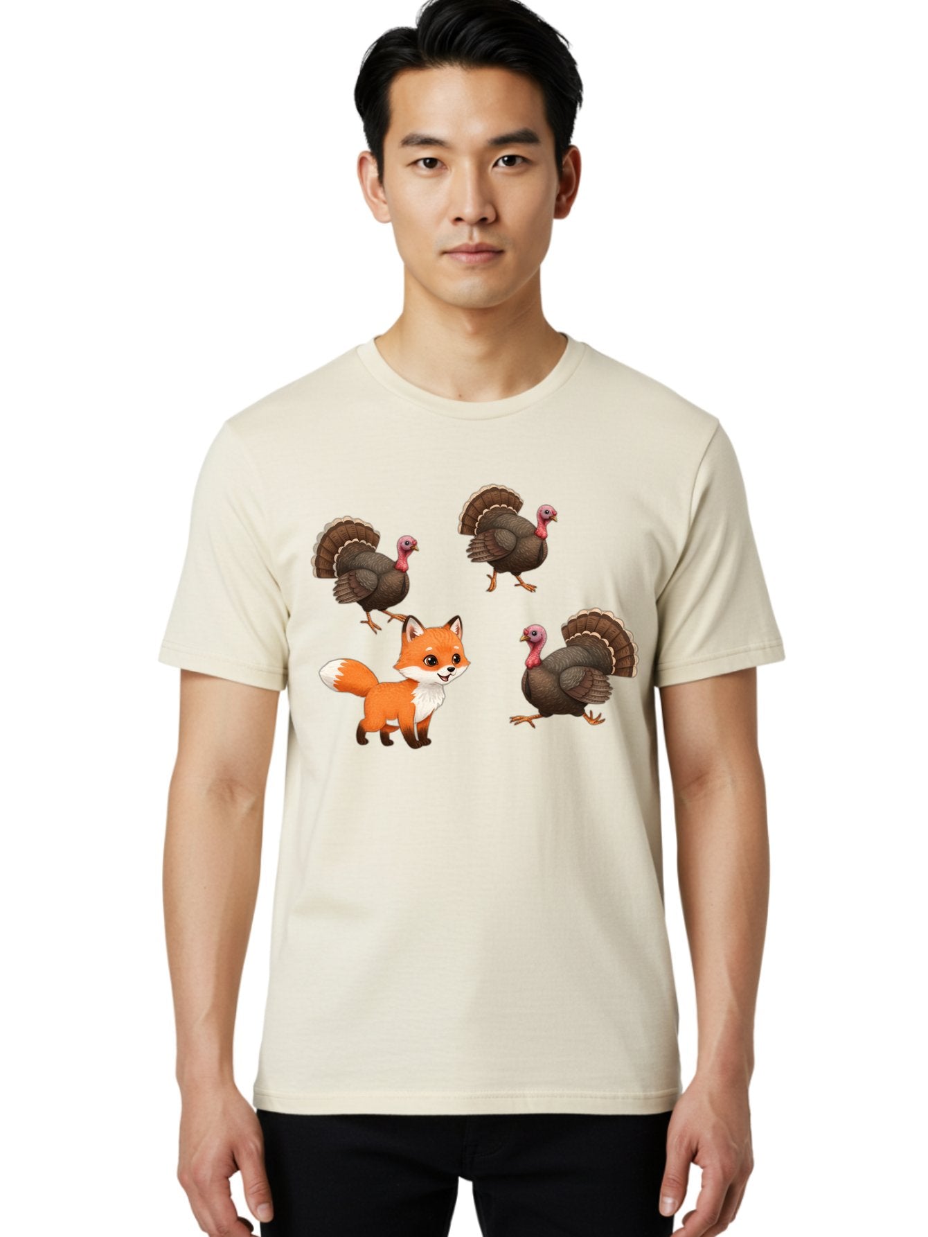 Fox-And-Turkeys-1 Men'S Graphic Tee, 100% Cotton, Comfortable Casual Summer Wear, Machine Washable, Vintage Camera, Old Camera, Antique Camera, Black Camera, Classic Photography, Photography Equipment, Nostalgic Device, Film Camera, Camera Art Bam433 18