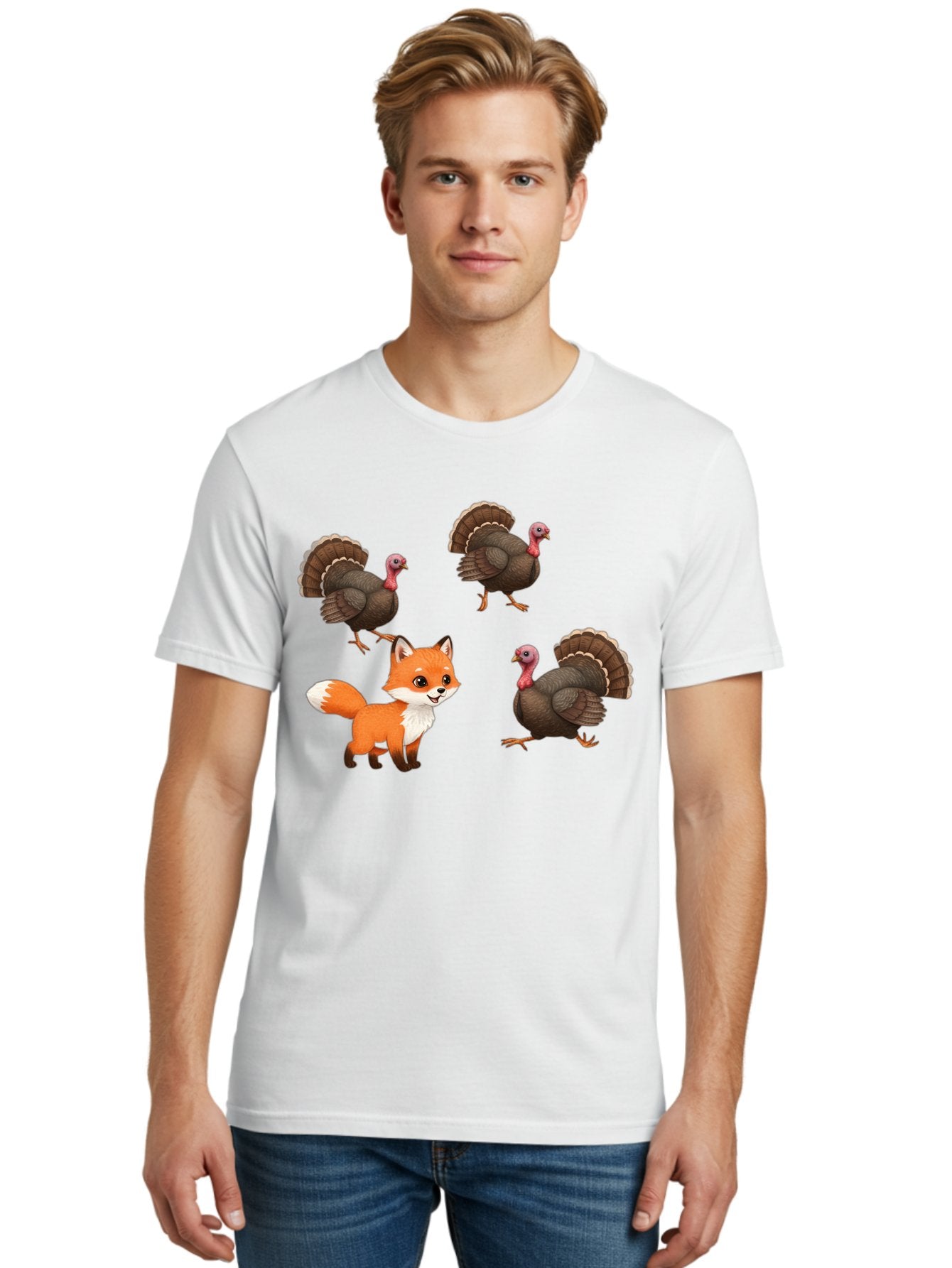 Fox-And-Turkeys-1 Men'S Graphic Tee, 100% Cotton, Comfortable Casual Summer Wear, Machine Washable, Vintage Camera, Old Camera, Antique Camera, Black Camera, Classic Photography, Photography Equipment, Nostalgic Device, Film Camera, Camera Art Bam433 26