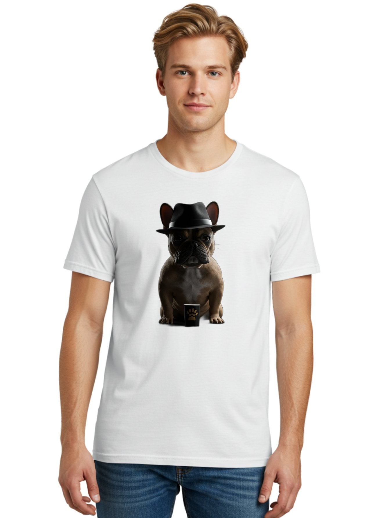 French-Bulldog-With-Fedora-Hat Men'S Graphic Tee, 100% Cotton, Comfortable Casual Summer Wear, Machine Washable, Vintage Camera, Old Camera, Antique Camera, Black Camera, Classic Photography, Photography Equipment, Nostalgic Device, Bam436 19