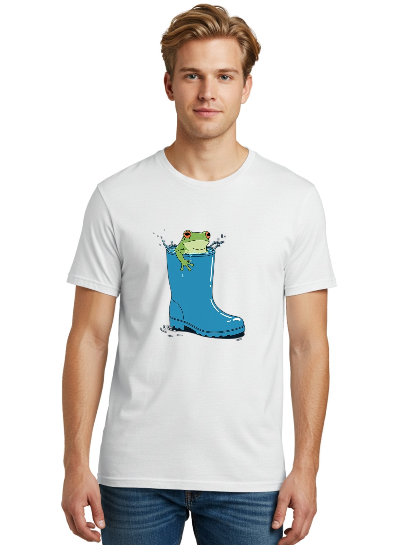 Frog-In-Blue-Boot Men'S Graphic Tee, 100% Cotton, Comfortable Casual Summer Wear, Machine Washable, Vintage Camera, Old Camera, Antique Camera, Black Camera, Classic Photography, Photography Equipment, Nostalgic Device, Film Camera, Camera Art Bam437 25
