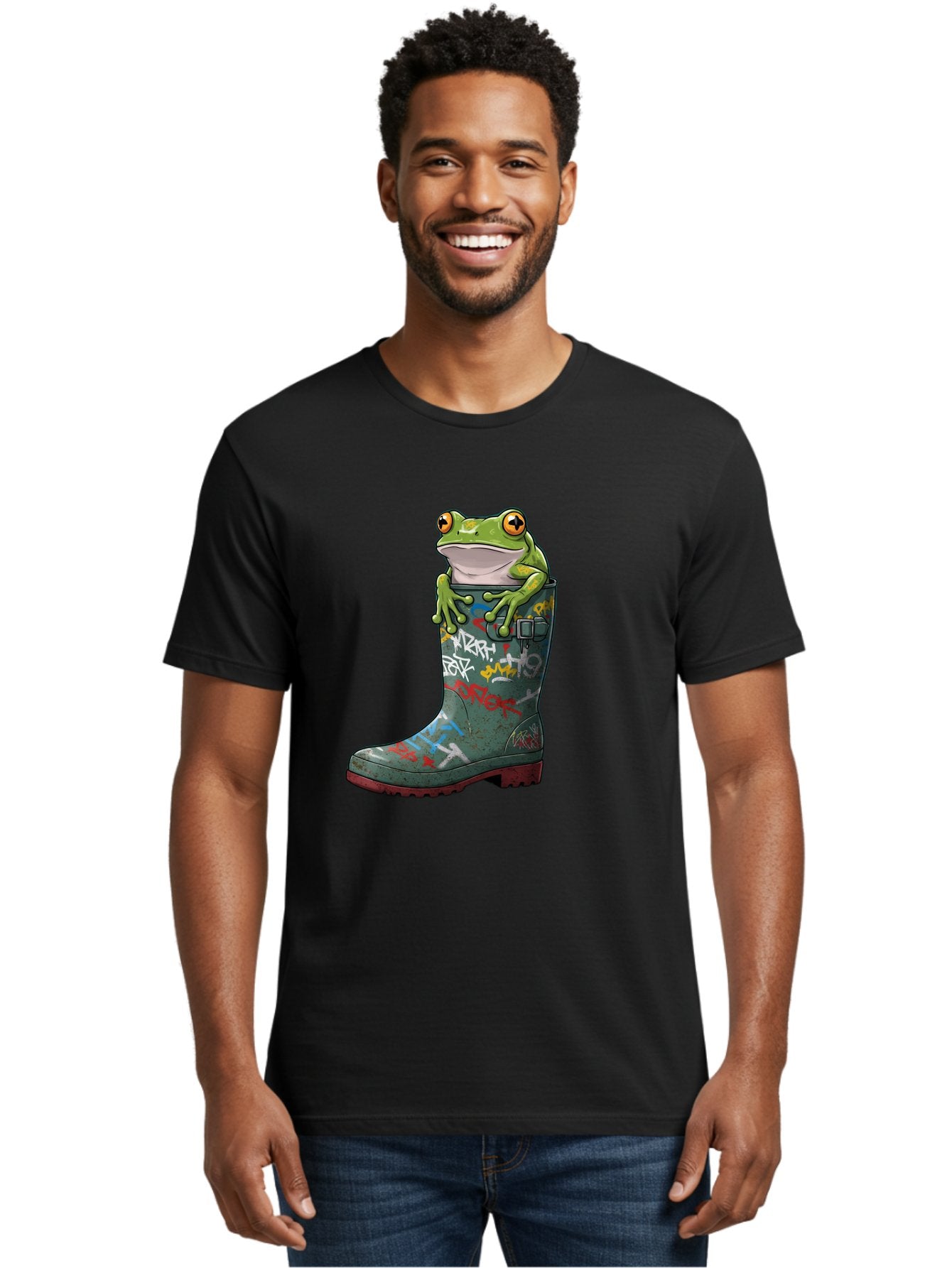 Frog-In-Boot-3 Men'S Graphic Tee, 100% Cotton, Comfortable Casual Summer Wear, Machine Washable, Vintage Camera, Old Camera, Antique Camera, Black Camera, Classic Photography, Photography Equipment, Nostalgic Device, Film Camera, Camera Art Bam441 25