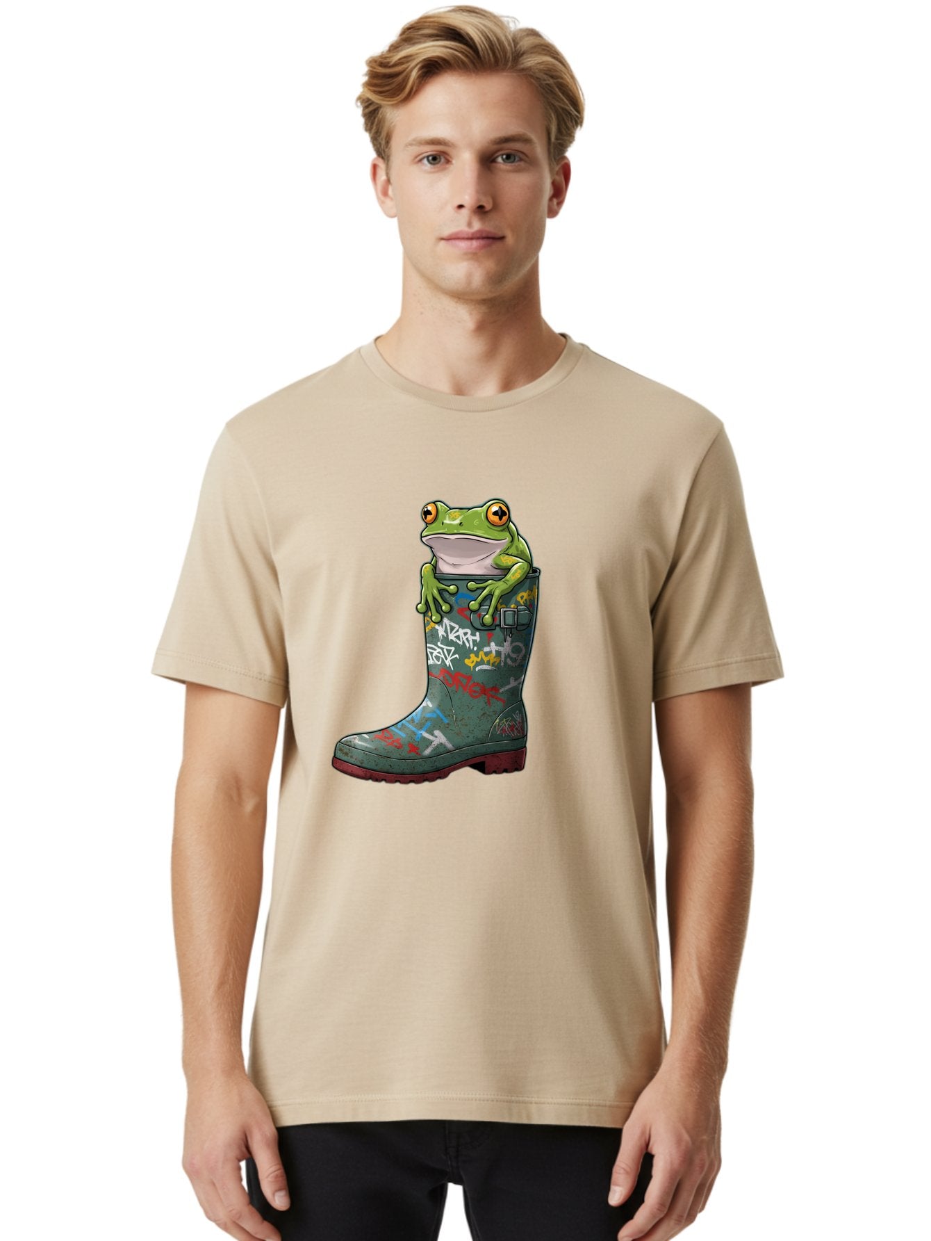 Frog-In-Boot-3 Men'S Graphic Tee, 100% Cotton, Comfortable Casual Summer Wear, Machine Washable, Vintage Camera, Old Camera, Antique Camera, Black Camera, Classic Photography, Photography Equipment, Nostalgic Device, Film Camera, Camera Art Bam441 20