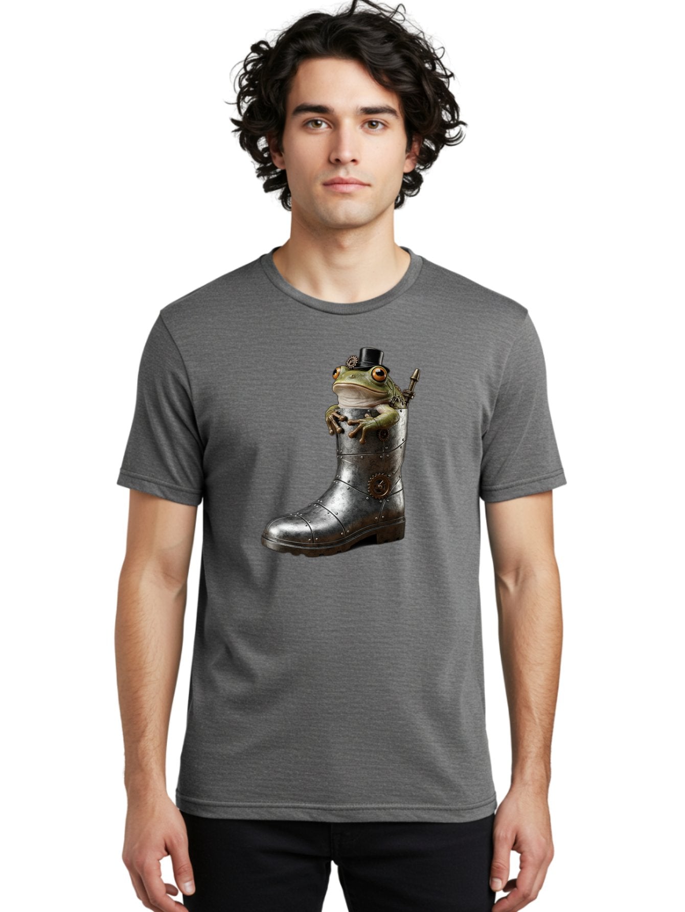 Frog-In-Steampunk-Boot Men'S Graphic Tee, 100% Cotton, Comfortable Casual Summer Wear, Machine Washable, Vintage Camera, Old Camera, Antique Camera, Black Camera, Classic Photography, Photography Equipment, Nostalgic Device, Film Camera, Bam451 24