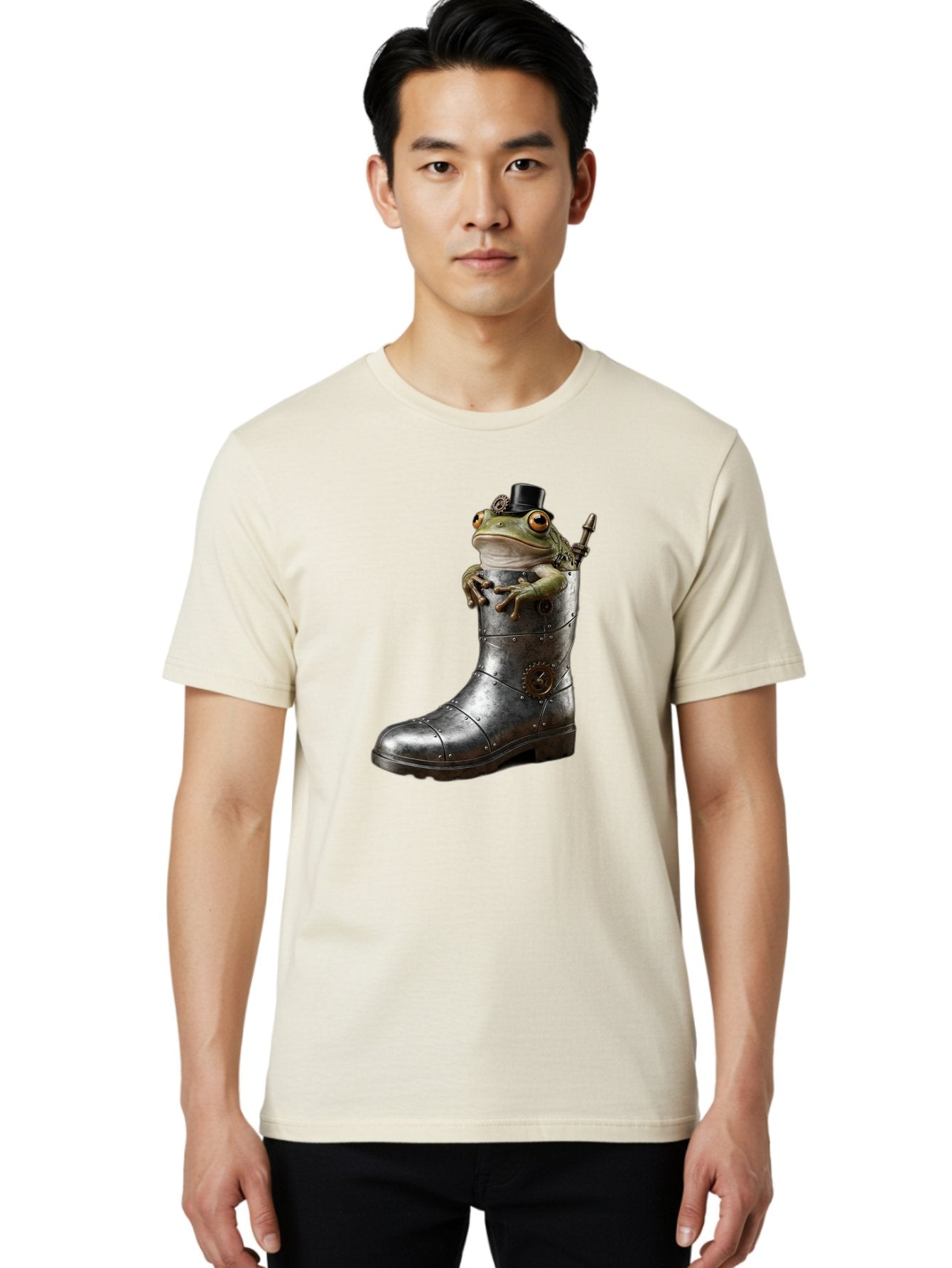 Frog-In-Steampunk-Boot Men'S Graphic Tee, 100% Cotton, Comfortable Casual Summer Wear, Machine Washable, Vintage Camera, Old Camera, Antique Camera, Black Camera, Classic Photography, Photography Equipment, Nostalgic Device, Film Camera, Bam451 16