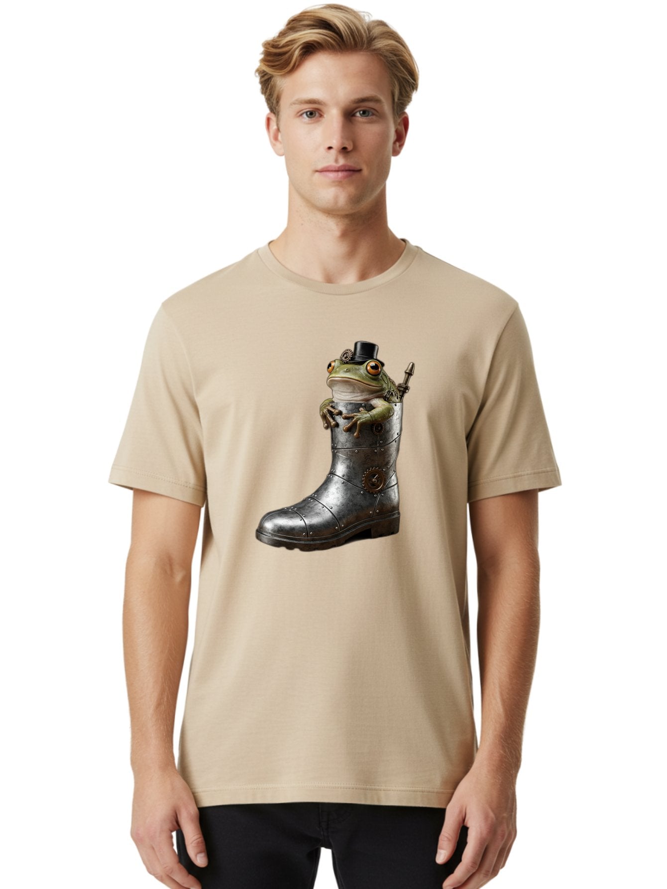 Frog-In-Steampunk-Boot Men'S Graphic Tee, 100% Cotton, Comfortable Casual Summer Wear, Machine Washable, Vintage Camera, Old Camera, Antique Camera, Black Camera, Classic Photography, Photography Equipment, Nostalgic Device, Film Camera, Bam451 17