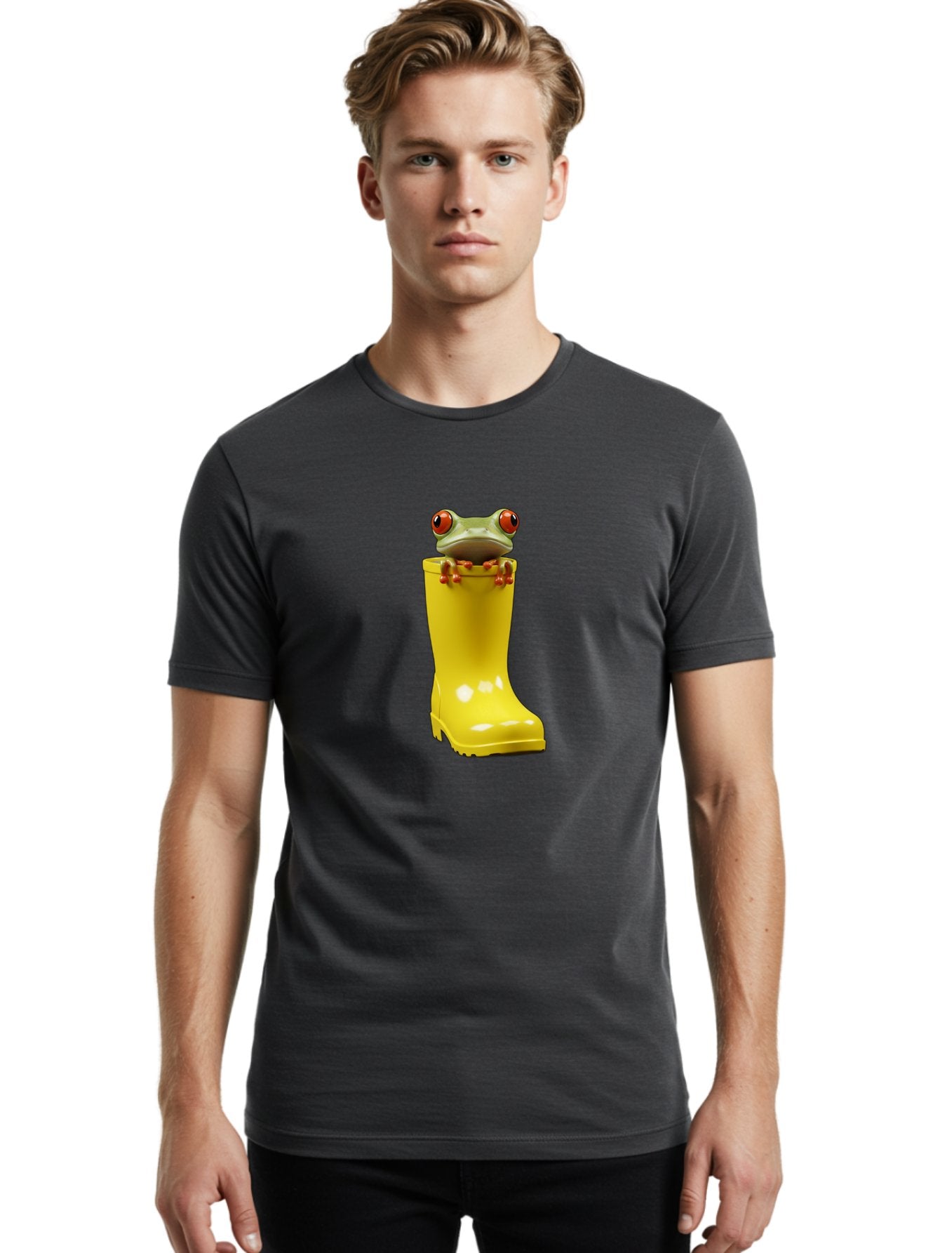 Frog-In-Yellow-Rain-Boot Men'S Graphic Tee, 100% Cotton, Comfortable Casual Summer Wear, Machine Washable, Vintage Camera, Old Camera, Antique Camera, Black Camera, Classic Photography, Photography Equipment, Nostalgic Device, Film Camera, Bam452 19