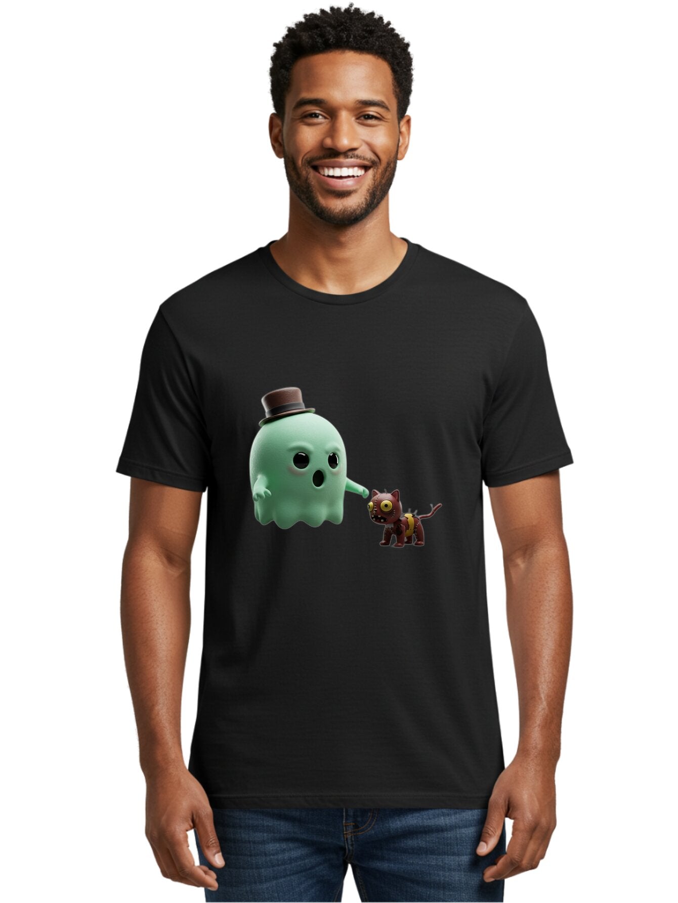Ghost-Cat Men'S Graphic Tee, 100% Cotton, Comfortable Casual Summer Wear, Machine Washable, Vintage Camera, Old Camera, Antique Camera, Black Camera, Classic Photography, Photography Equipment, Nostalgic Device, Film Camera, Camera Art Bam510 24