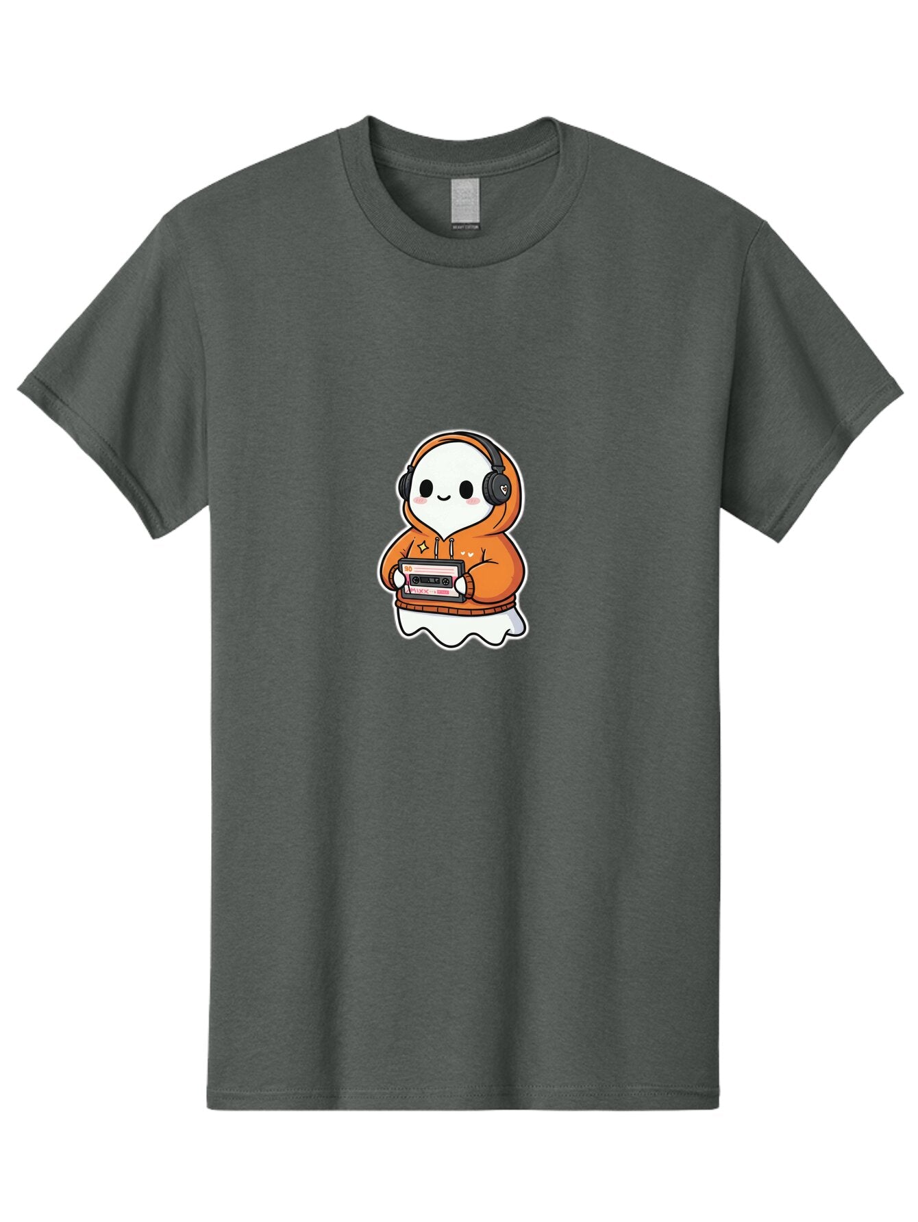 Ghost-Character-With-Cassette-Player Men'S Graphic Tee, 100% Cotton, Comfortable Casual Summer Wear, Machine Washable, Vintage Camera, Old Camera, Antique Camera, Black Camera, Classic Photography, Photography Equipment, Nostalgic Device, Bam512 5