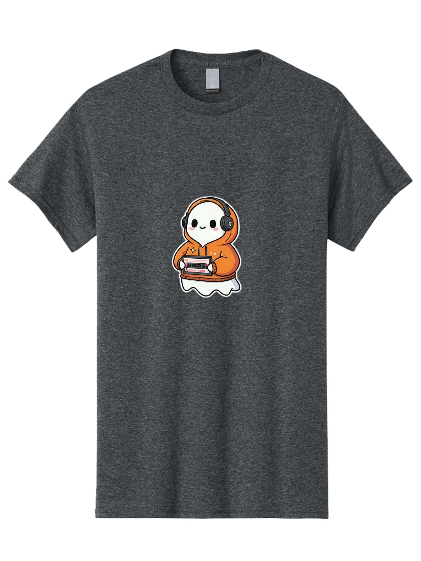 Ghost-Character-With-Cassette-Player Men'S Graphic Tee, 100% Cotton, Comfortable Casual Summer Wear, Machine Washable, Vintage Camera, Old Camera, Antique Camera, Black Camera, Classic Photography, Photography Equipment, Nostalgic Device, Bam512 11