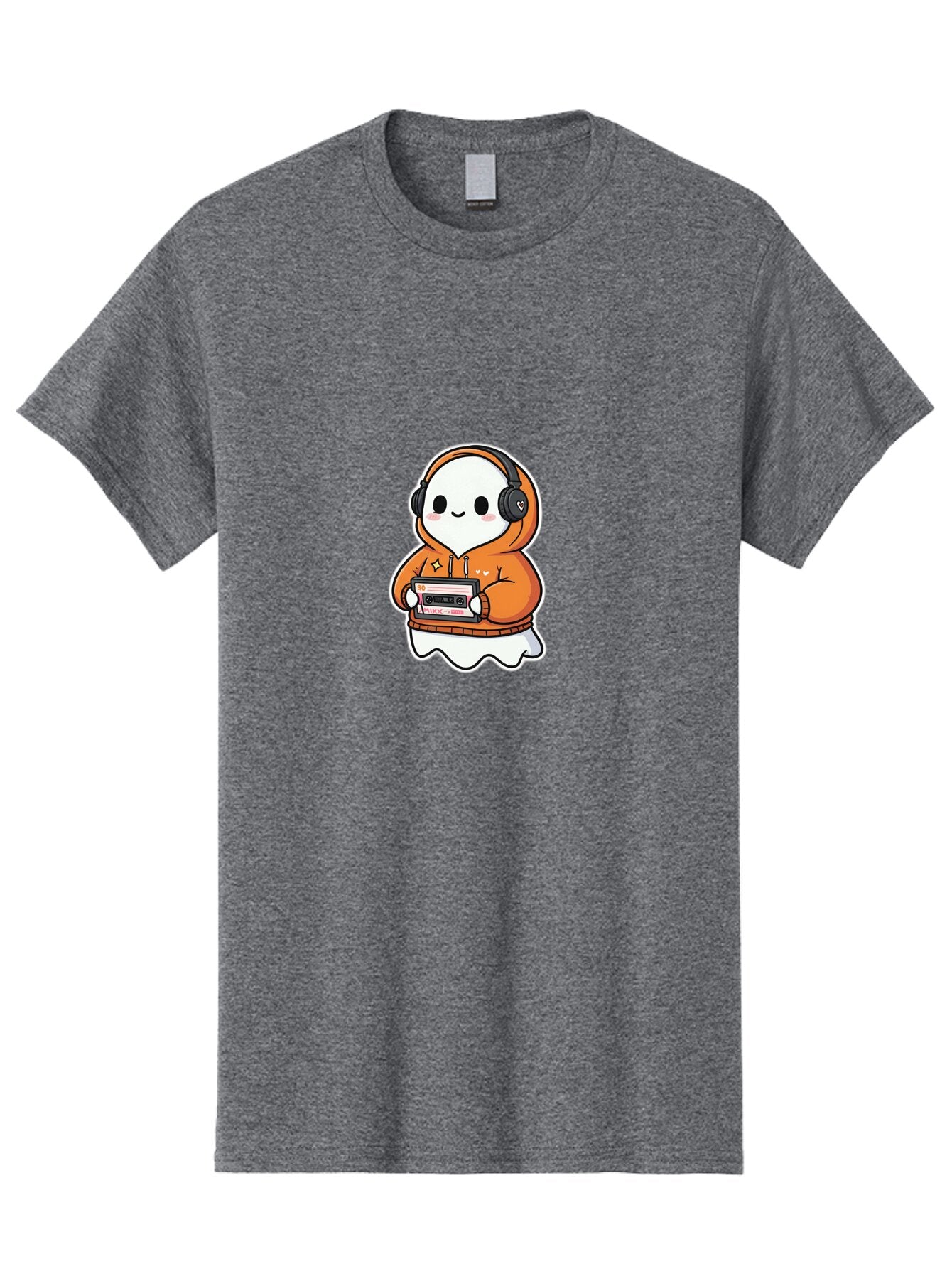 Ghost-Character-With-Cassette-Player Men'S Graphic Tee, 100% Cotton, Comfortable Casual Summer Wear, Machine Washable, Vintage Camera, Old Camera, Antique Camera, Black Camera, Classic Photography, Photography Equipment, Nostalgic Device, Bam512 14