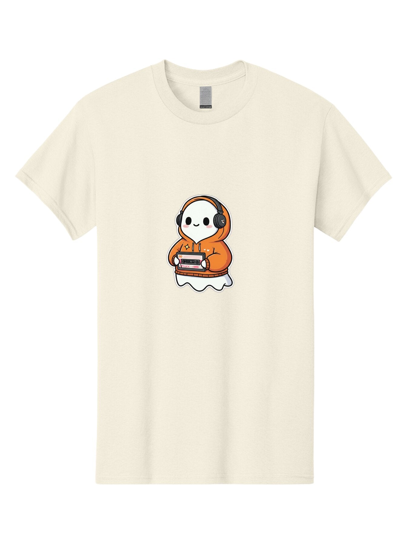 Ghost-Character-With-Cassette-Player Men'S Graphic Tee, 100% Cotton, Comfortable Casual Summer Wear, Machine Washable, Vintage Camera, Old Camera, Antique Camera, Black Camera, Classic Photography, Photography Equipment, Nostalgic Device, Bam512 7
