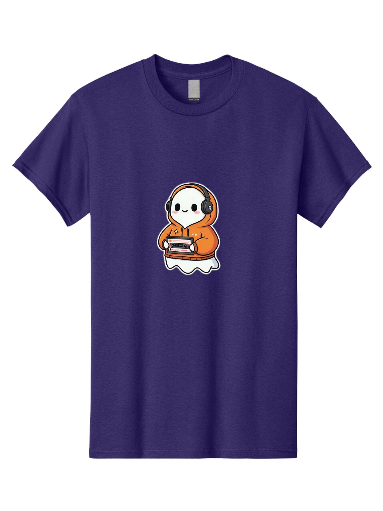 Ghost-Character-With-Cassette-Player Men'S Graphic Tee, 100% Cotton, Comfortable Casual Summer Wear, Machine Washable, Vintage Camera, Old Camera, Antique Camera, Black Camera, Classic Photography, Photography Equipment, Nostalgic Device, Bam512 8