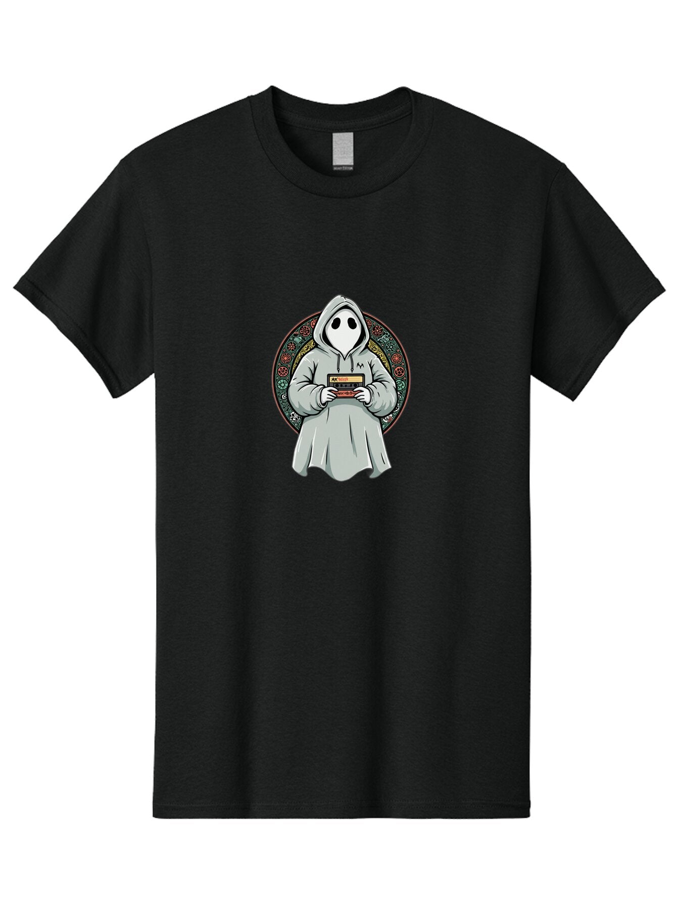 Ghost-Holding-Game-Cartridge Men'S Graphic Tee, 100% Cotton, Comfortable Casual Summer Wear, Machine Washable, Vintage Camera, Old Camera, Antique Camera, Black Camera, Classic Photography, Photography Equipment, Nostalgic Device, Film Camera, Bam514 5