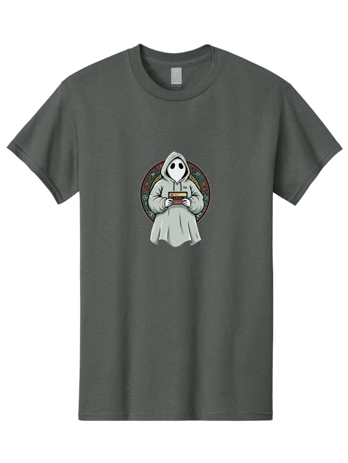 Ghost-Holding-Game-Cartridge Men'S Graphic Tee, 100% Cotton, Comfortable Casual Summer Wear, Machine Washable, Vintage Camera, Old Camera, Antique Camera, Black Camera, Classic Photography, Photography Equipment, Nostalgic Device, Film Camera, Bam514 12