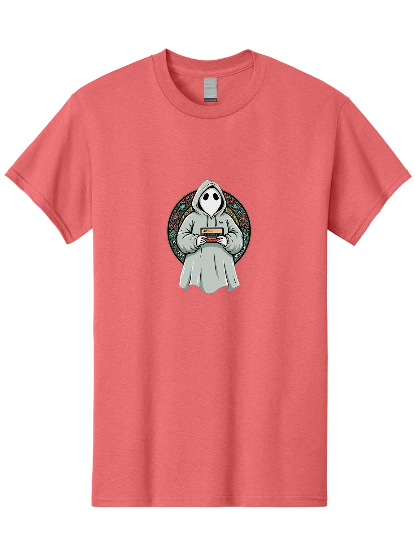 Ghost-Holding-Game-Cartridge Men'S Graphic Tee, 100% Cotton, Comfortable Casual Summer Wear, Machine Washable, Vintage Camera, Old Camera, Antique Camera, Black Camera, Classic Photography, Photography Equipment, Nostalgic Device, Film Camera, Bam514 6