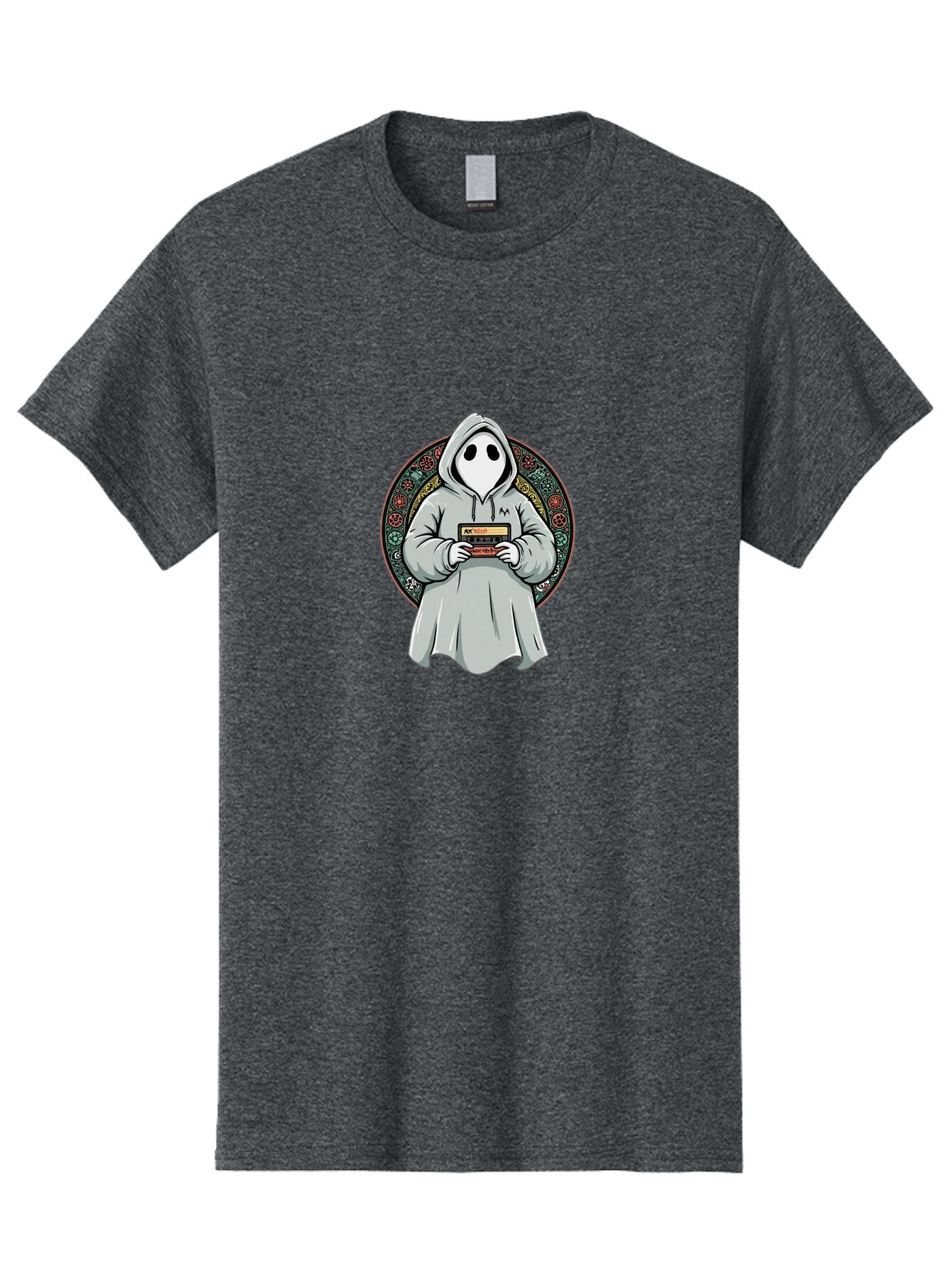 Ghost-Holding-Game-Cartridge Men'S Graphic Tee, 100% Cotton, Comfortable Casual Summer Wear, Machine Washable, Vintage Camera, Old Camera, Antique Camera, Black Camera, Classic Photography, Photography Equipment, Nostalgic Device, Film Camera, Bam514 13