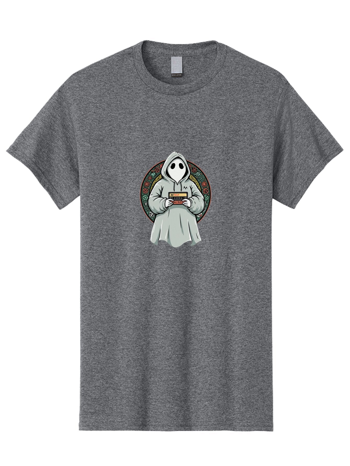 Ghost-Holding-Game-Cartridge Men'S Graphic Tee, 100% Cotton, Comfortable Casual Summer Wear, Machine Washable, Vintage Camera, Old Camera, Antique Camera, Black Camera, Classic Photography, Photography Equipment, Nostalgic Device, Film Camera, Bam514 8