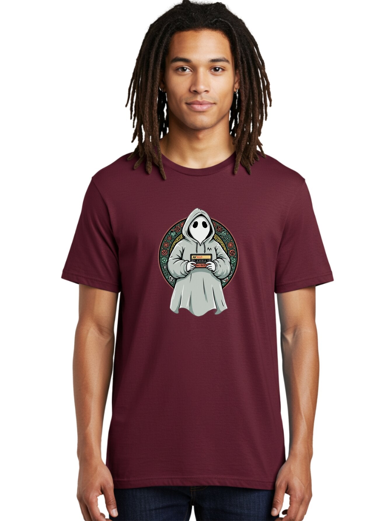 Ghost-Holding-Game-Cartridge Men'S Graphic Tee, 100% Cotton, Comfortable Casual Summer Wear, Machine Washable, Vintage Camera, Old Camera, Antique Camera, Black Camera, Classic Photography, Photography Equipment, Nostalgic Device, Film Camera, Bam514 21